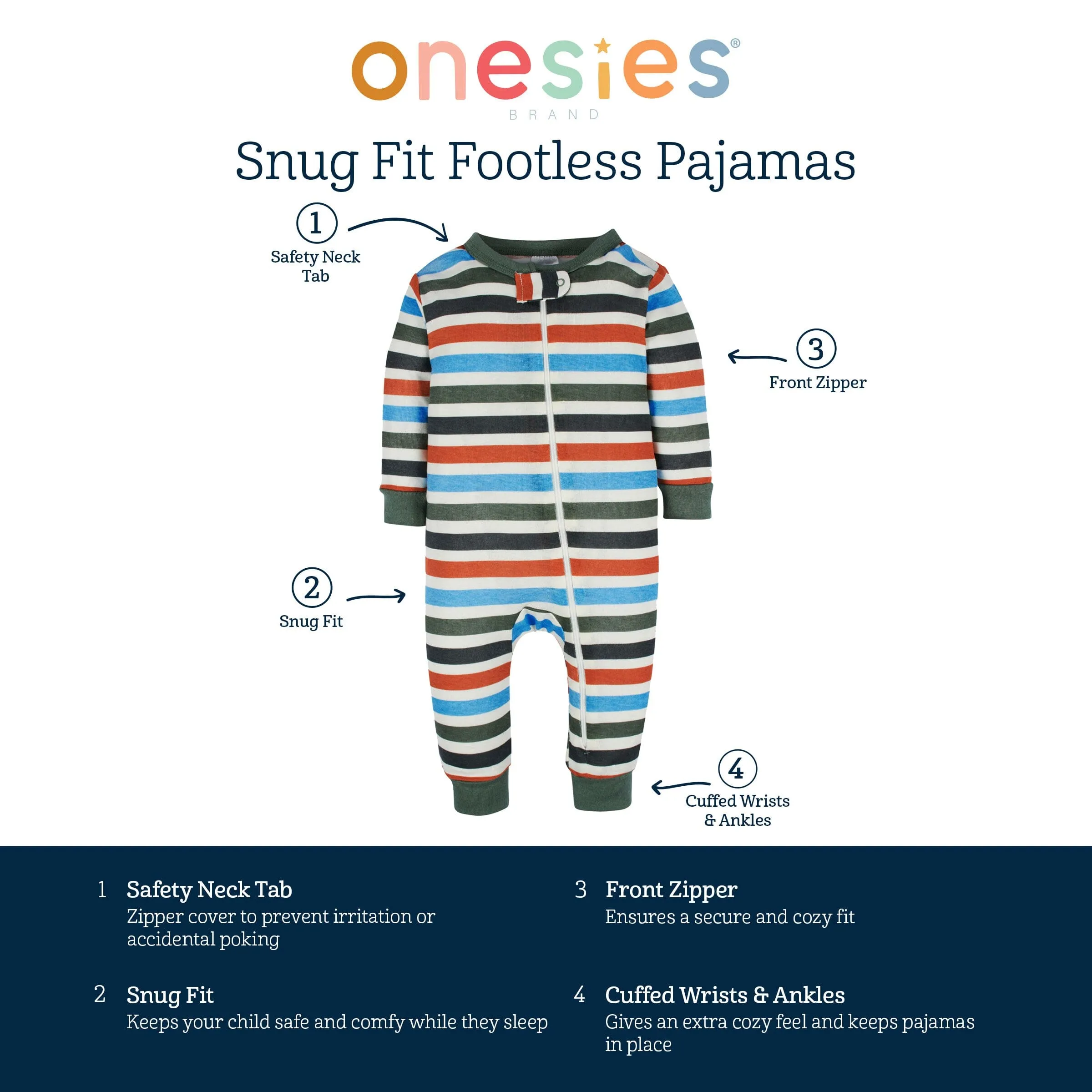 3-Pack Cozy Neutral City Sunset Footless Baby Pajamas