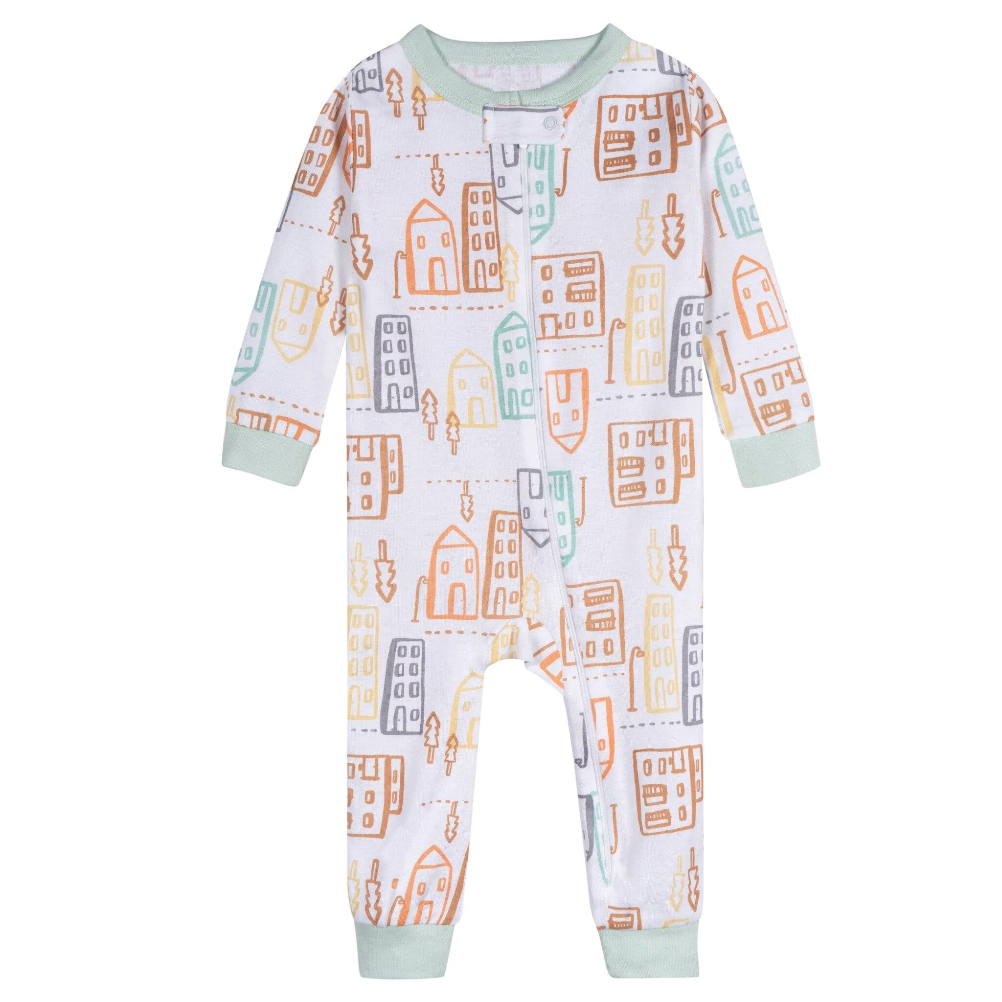 3-Pack Cozy Neutral City Sunset Footless Baby Pajamas