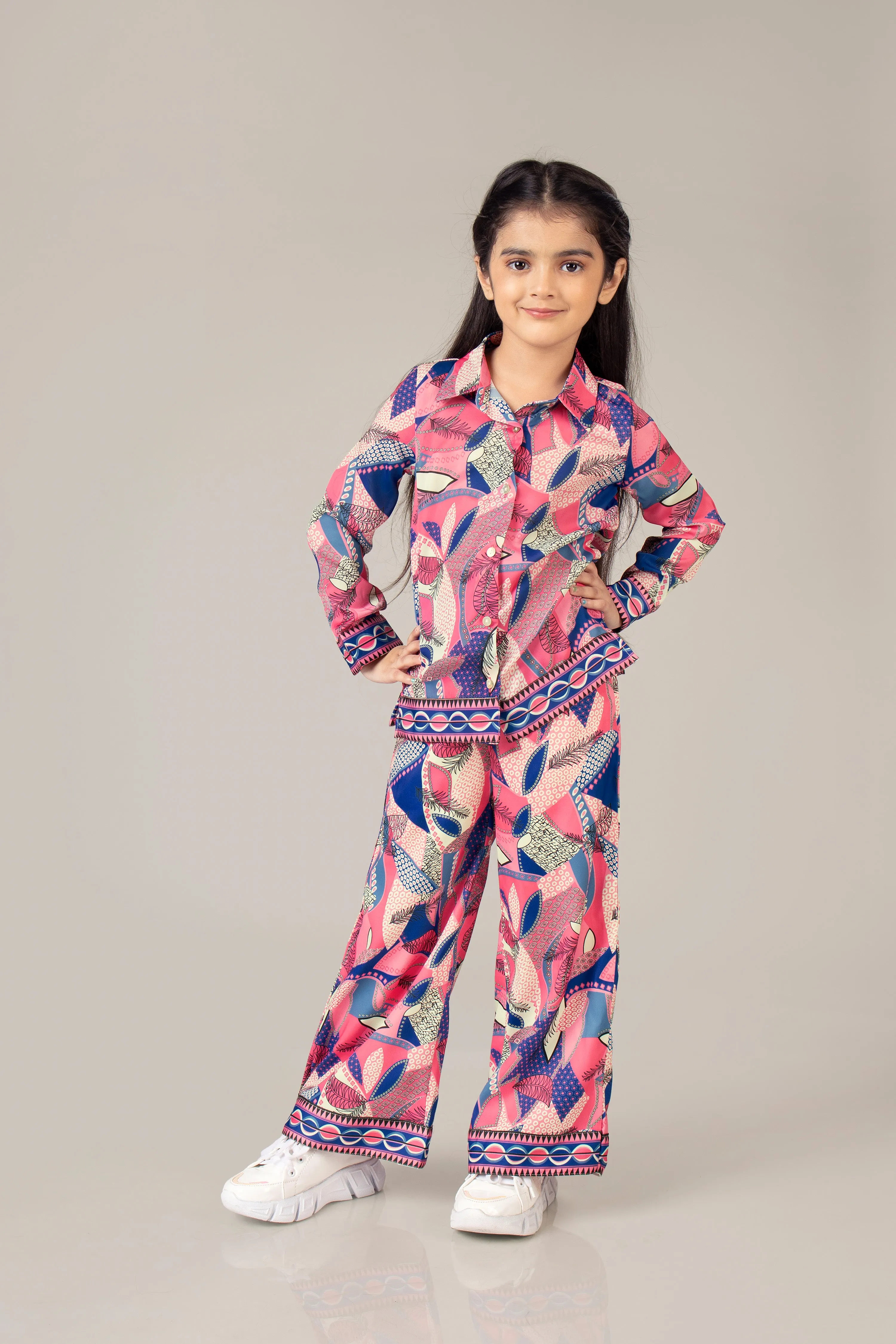 Abstract Regular Fit Co-Ord Set For Girls