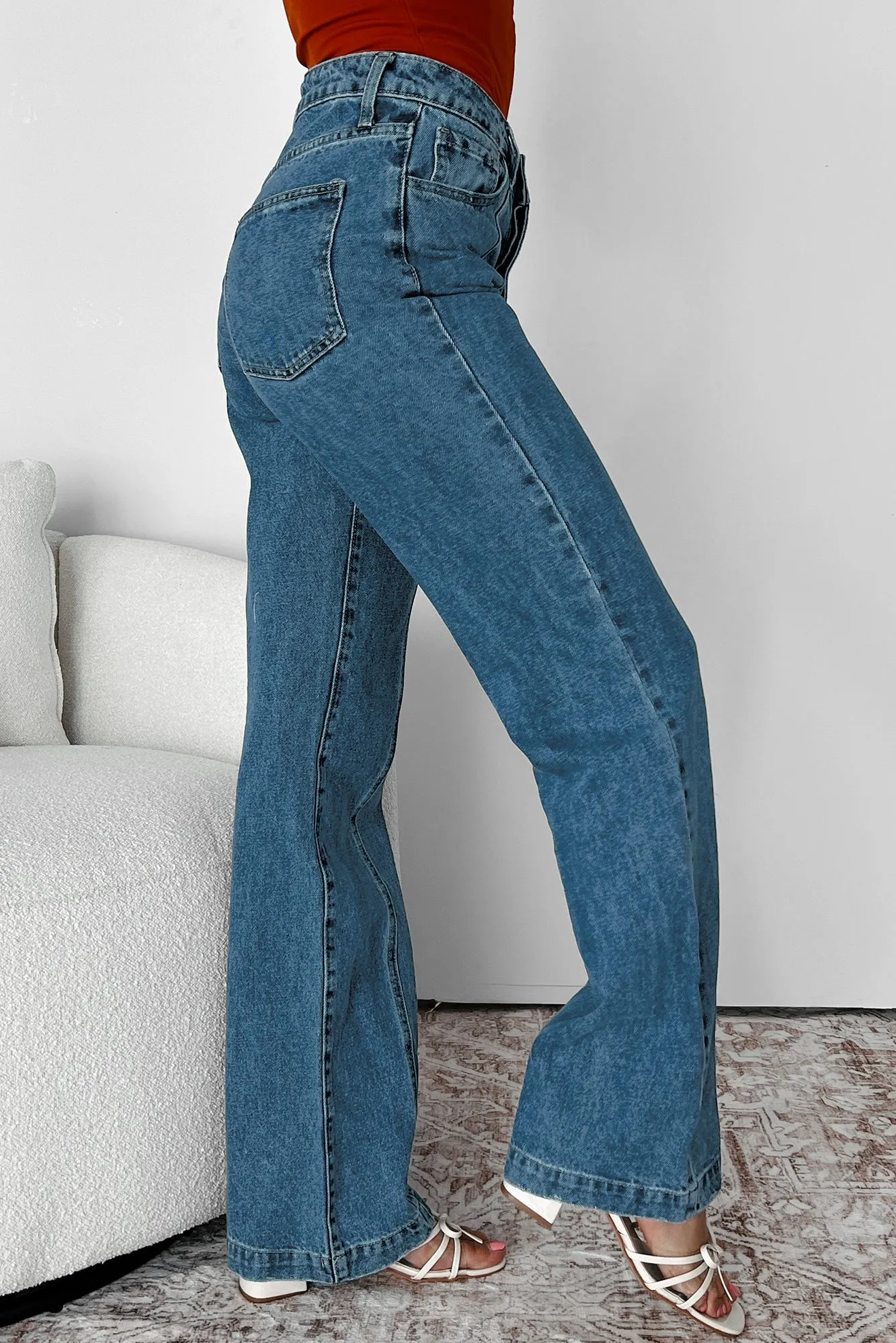 Adler High Rise Relaxed Fit 90s Flare Jeans (Dark Denim)