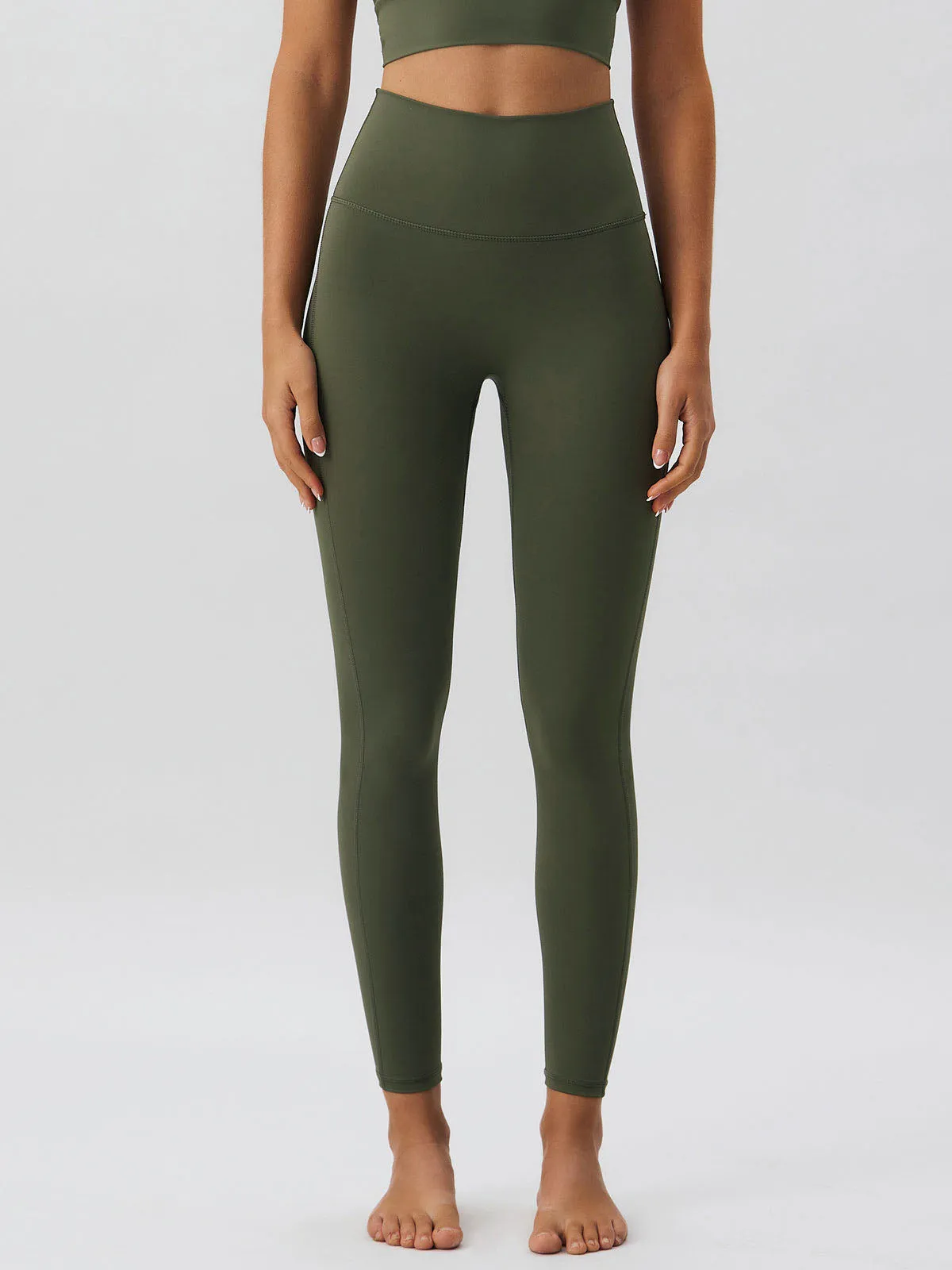 Army Green High Waisted Leggings 24”