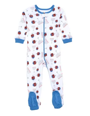 Baby Footed Hanukkah Menorah Cotton Pajamas