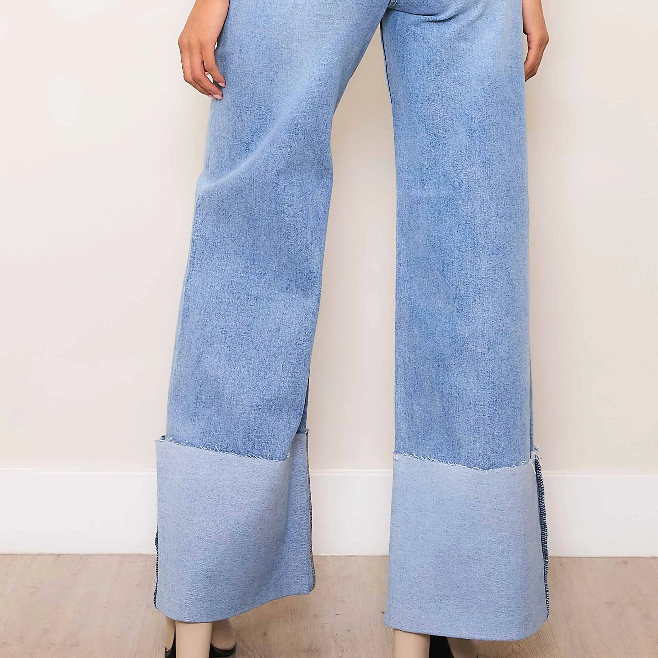 Bailey Medium Wash Wide Cuff Leg Jeans