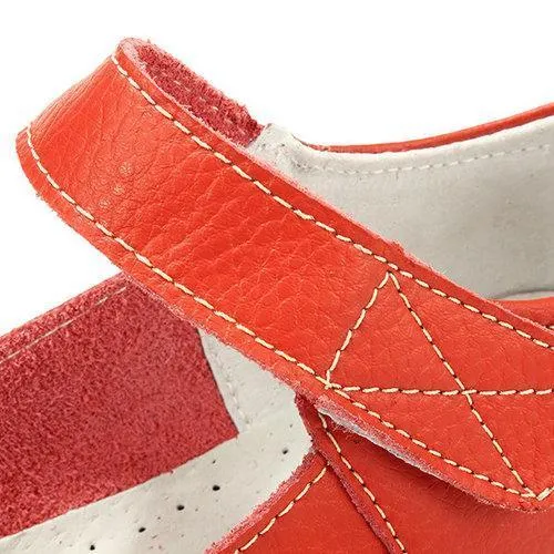 Big Size Hook Loop Pure Color Flat Ballet Soft Comfortable Leather Shoes