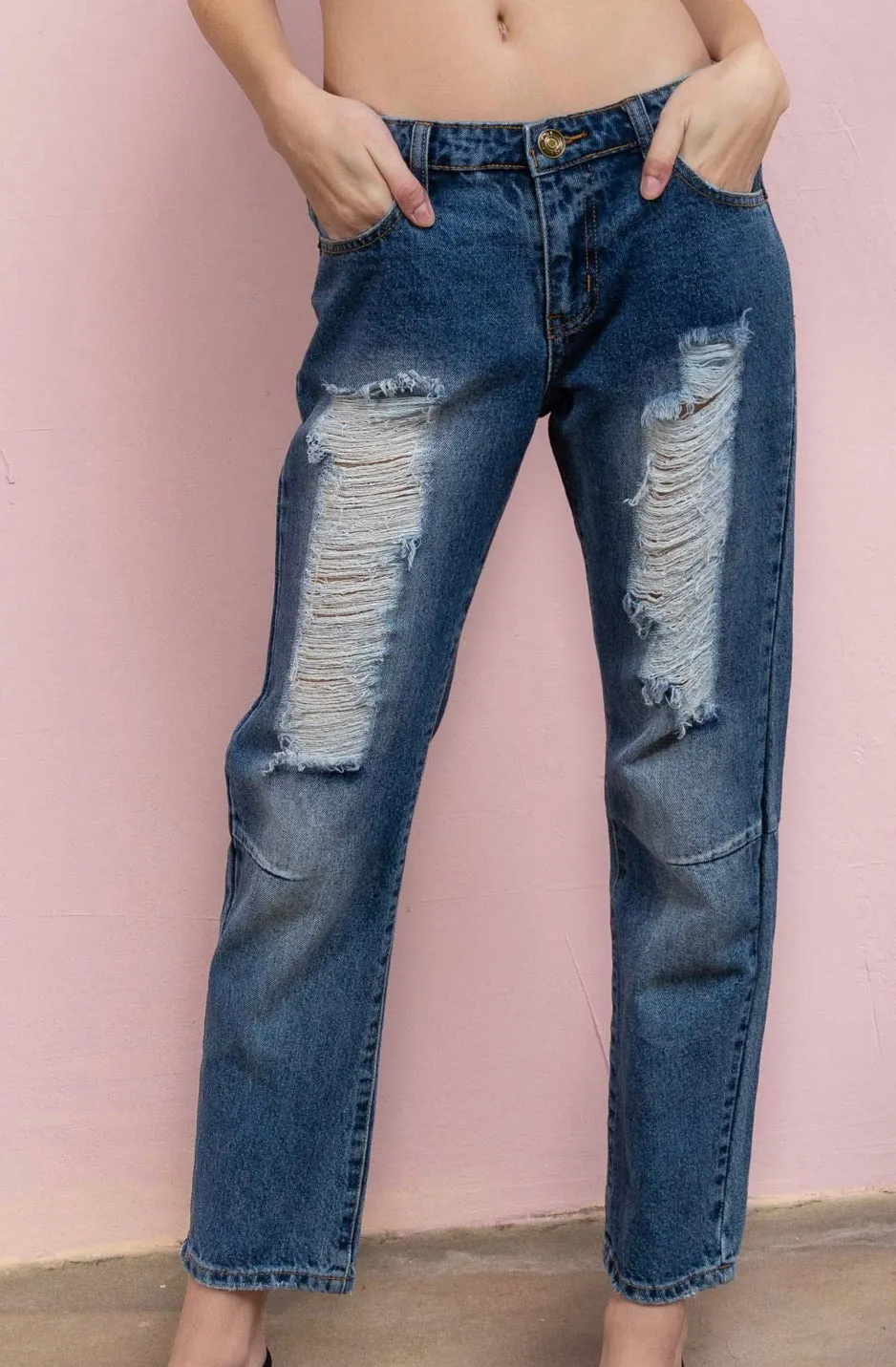 Blue Denim Boyfriend Jeans