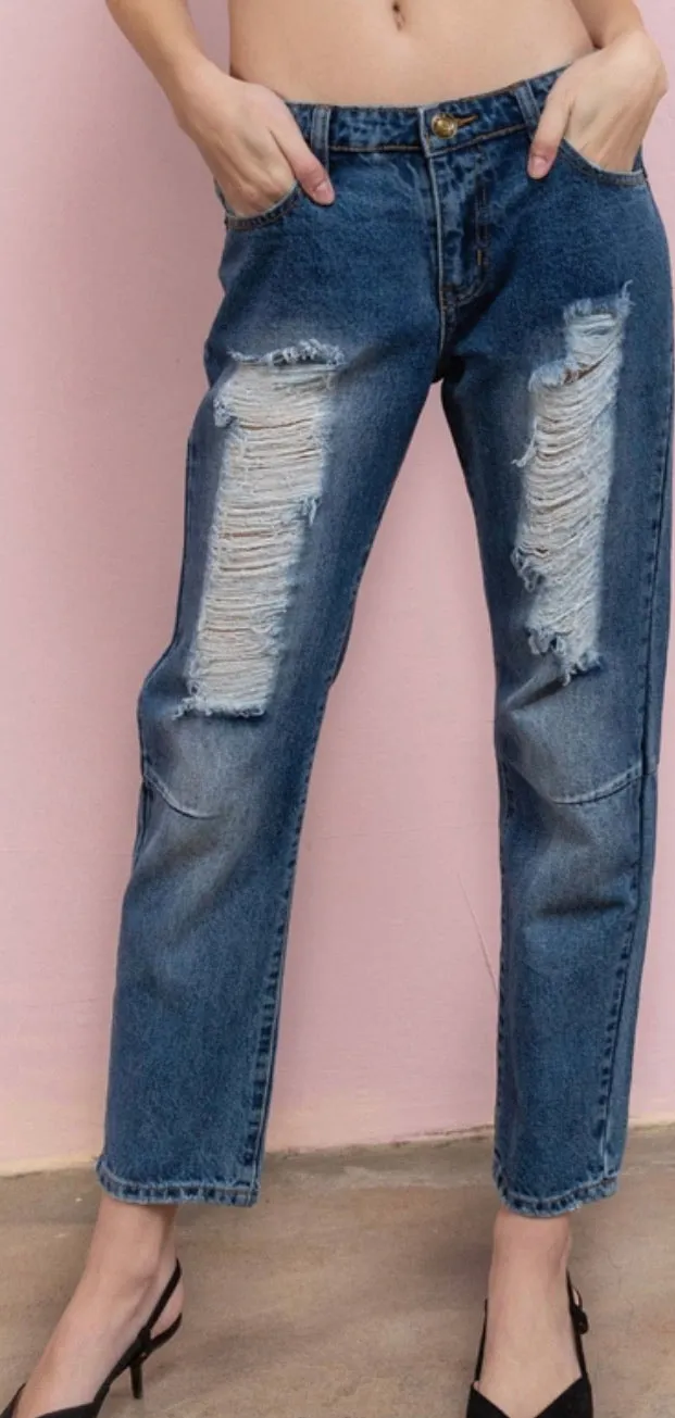 Blue Denim Boyfriend Jeans