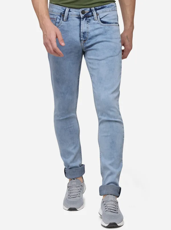 Blue Solid Narrow Fit Jeans | Greenfibre