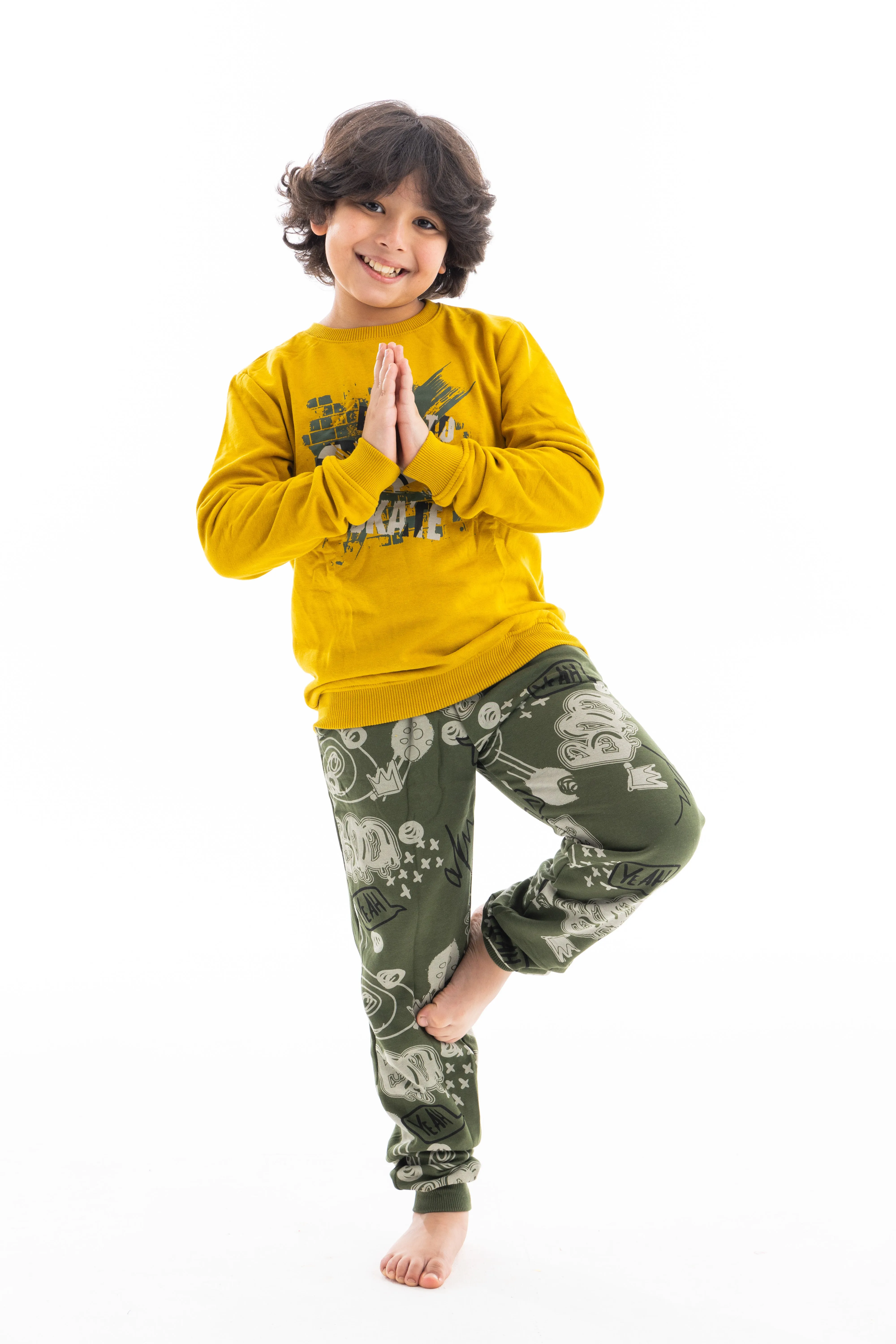 Boys' Winter Pajamas and Sweatshirt - Mustard