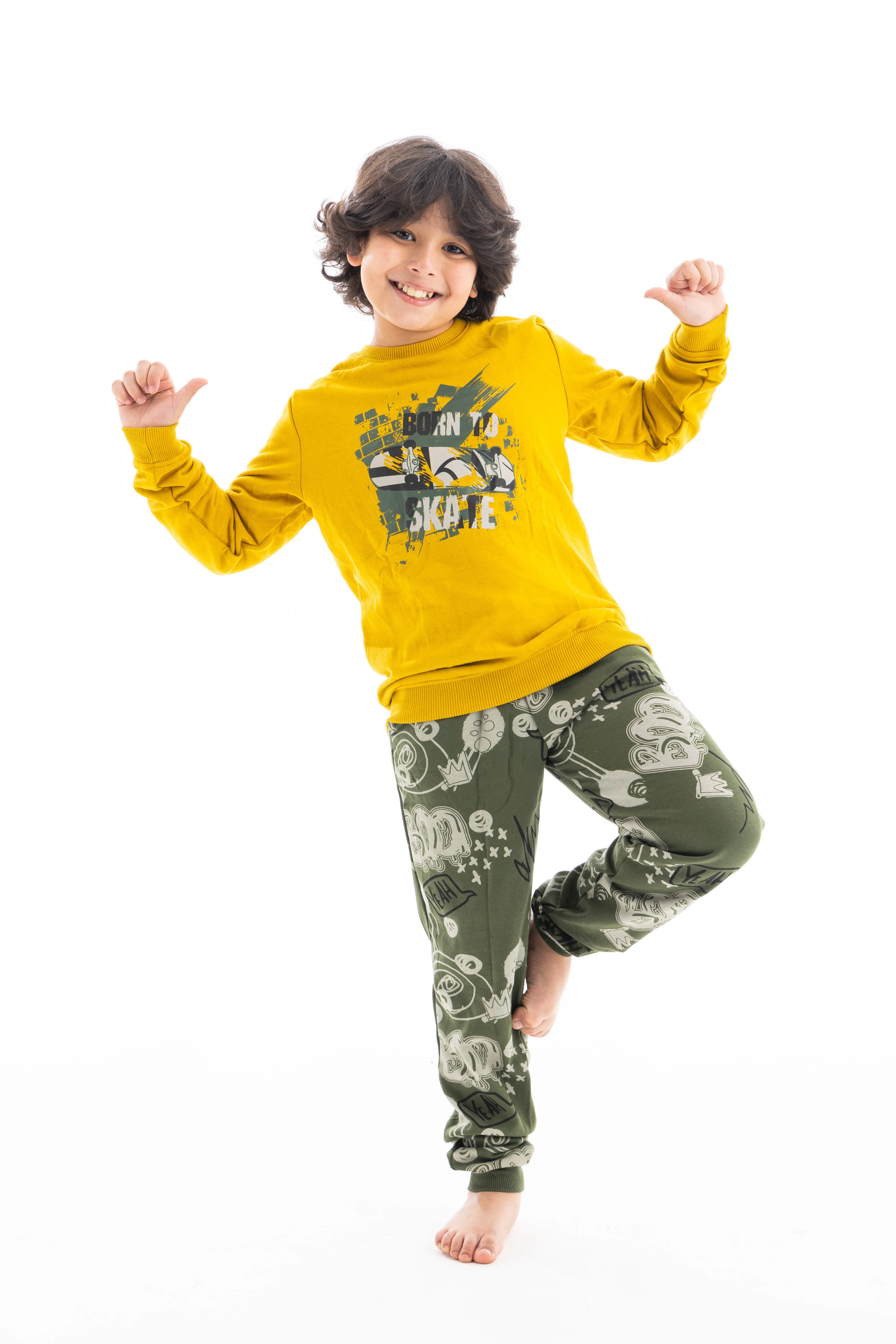 Boys' Winter Pajamas and Sweatshirt - Mustard