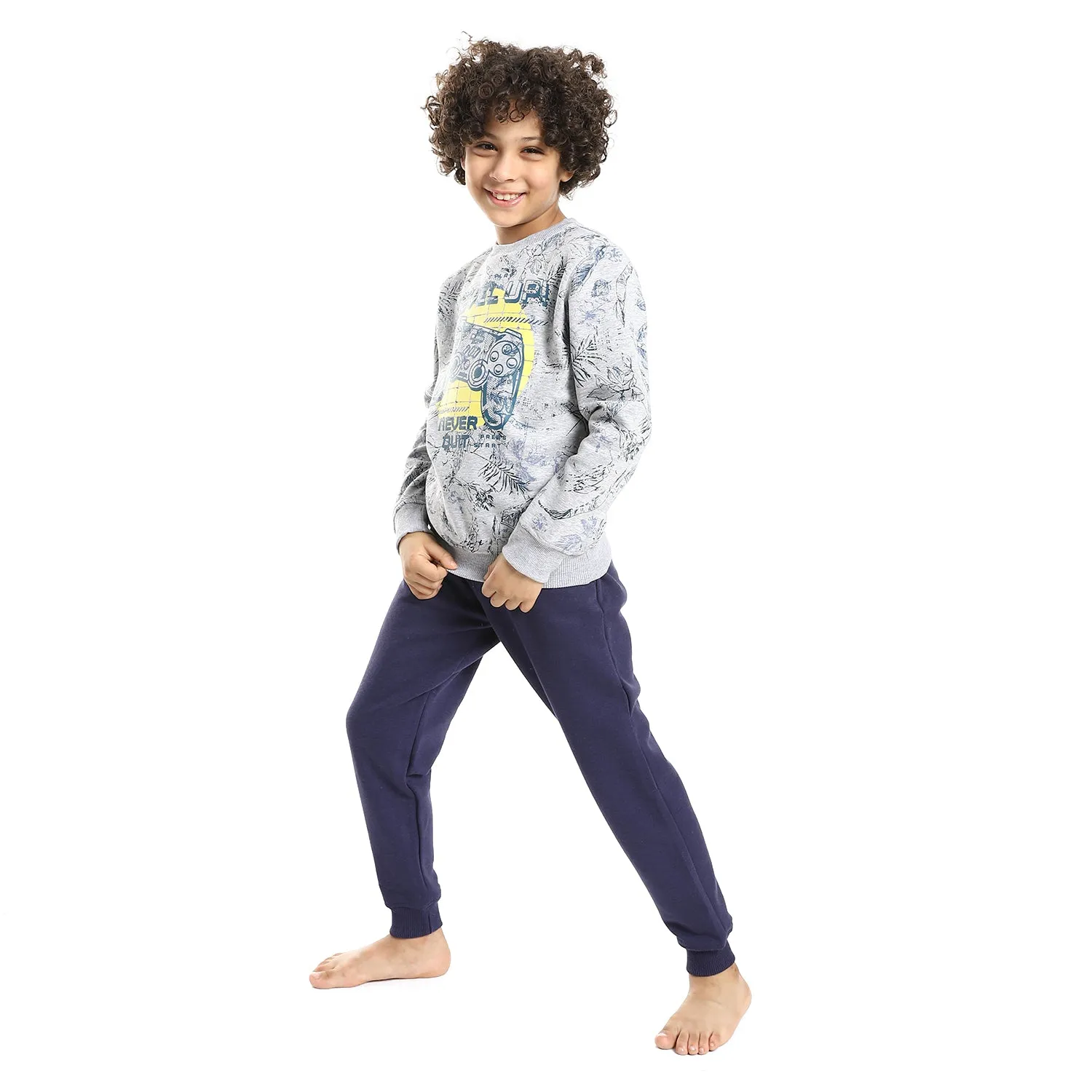 Boys' Winter Pajamas and Sweatshirt Printed - Navy