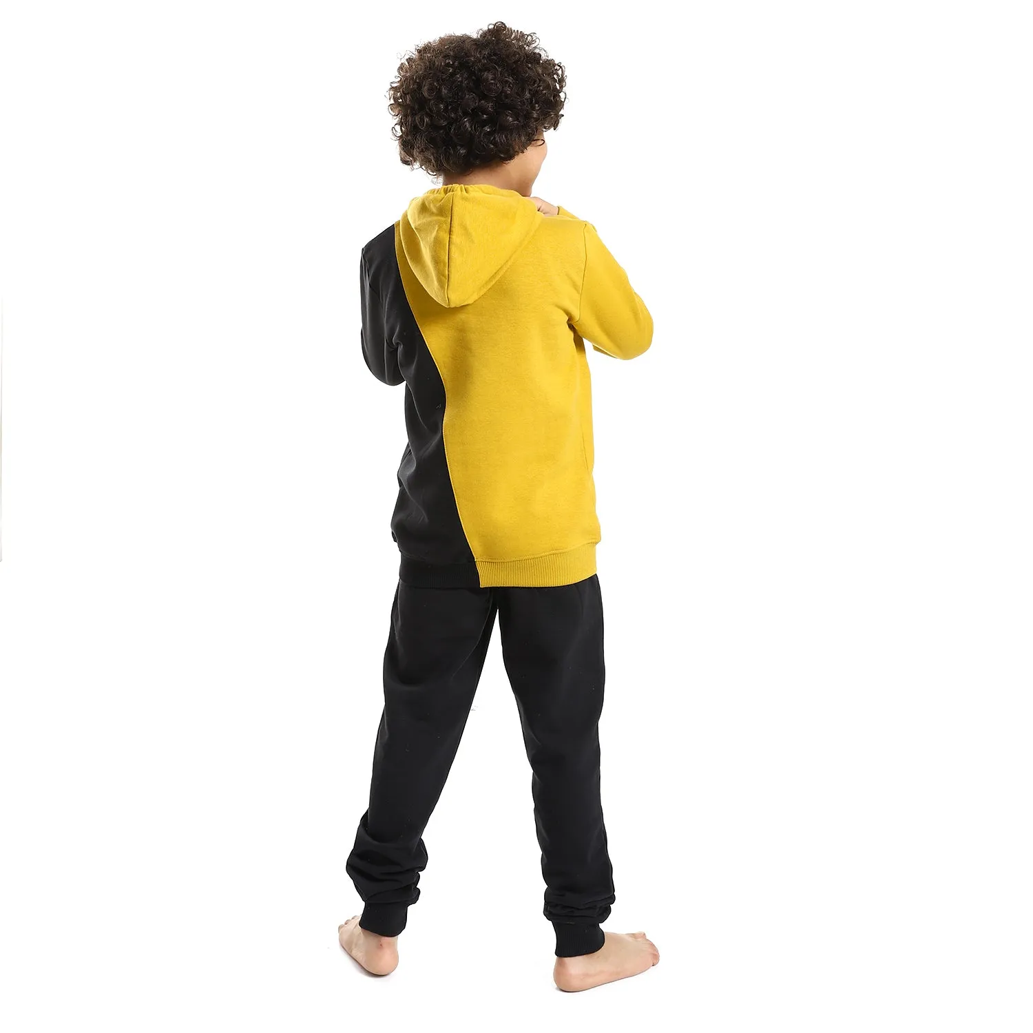 Boys' Winter Pajamas, Hoodie and Pant - Black & Yellow