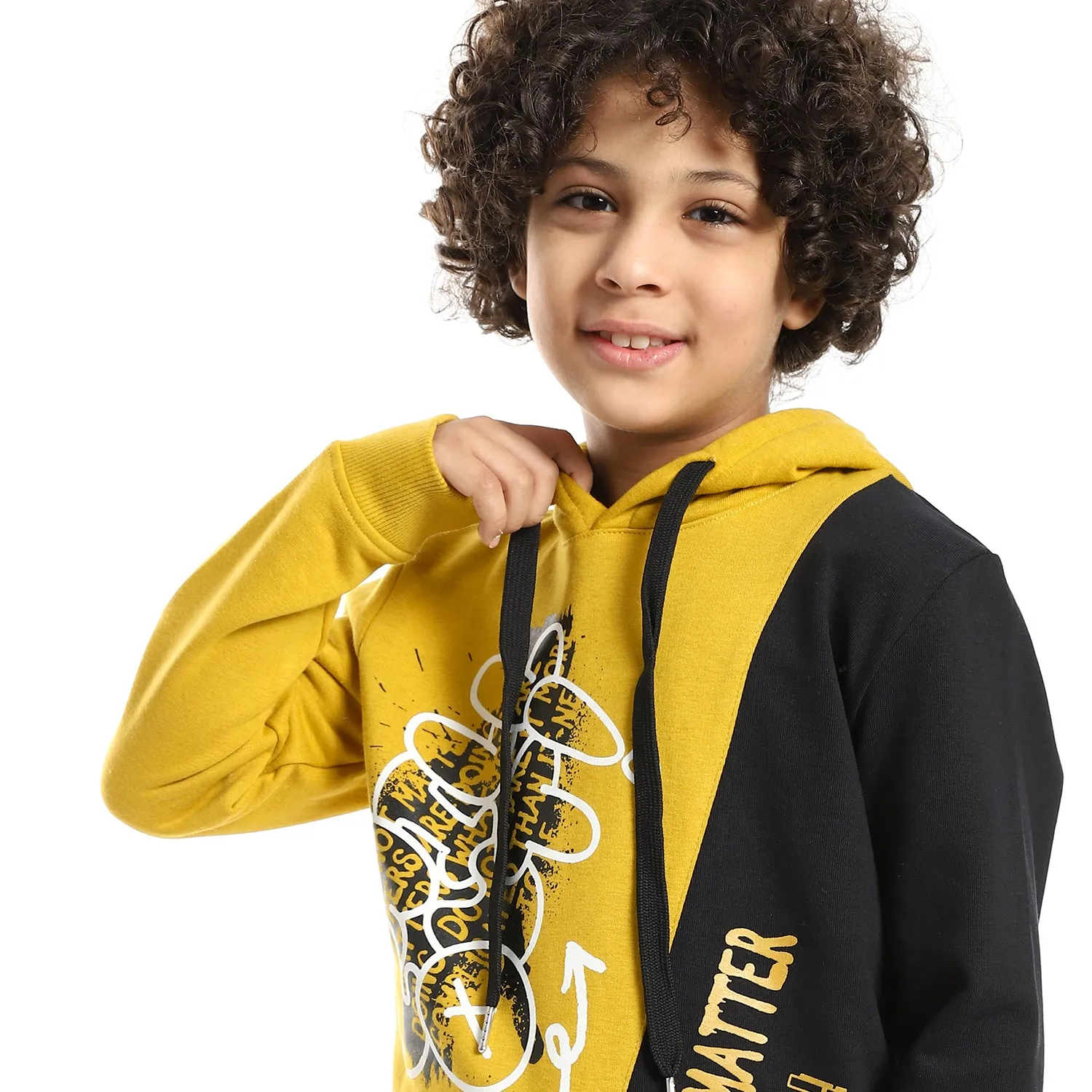 Boys' Winter Pajamas, Hoodie and Pant - Black & Yellow