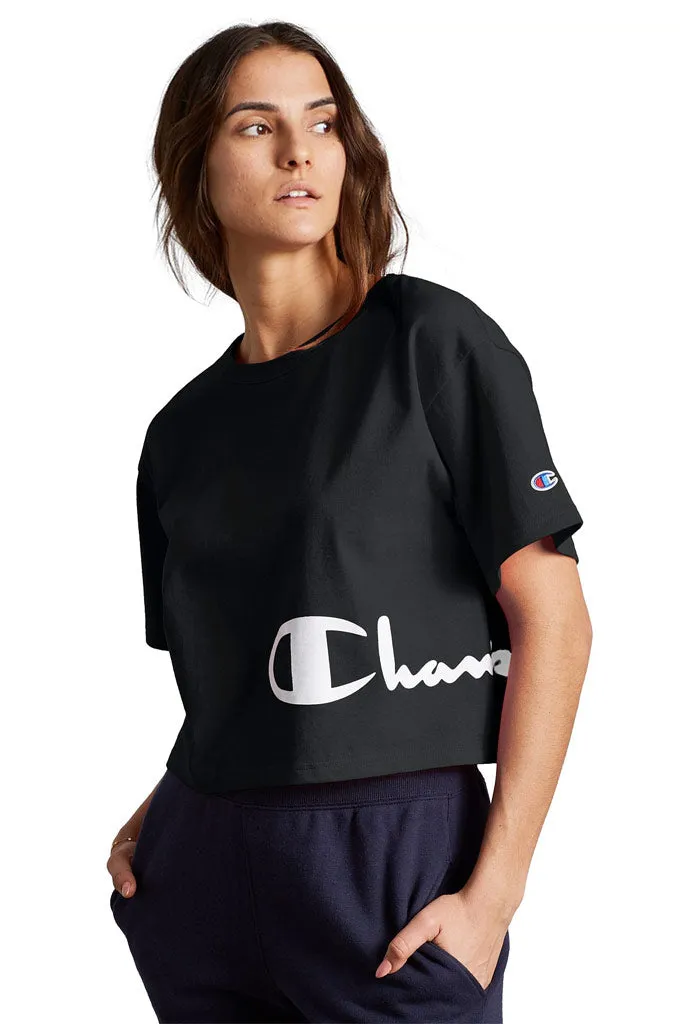 Champion Heritage Cropped Women's Tee, Wrap Around Logo