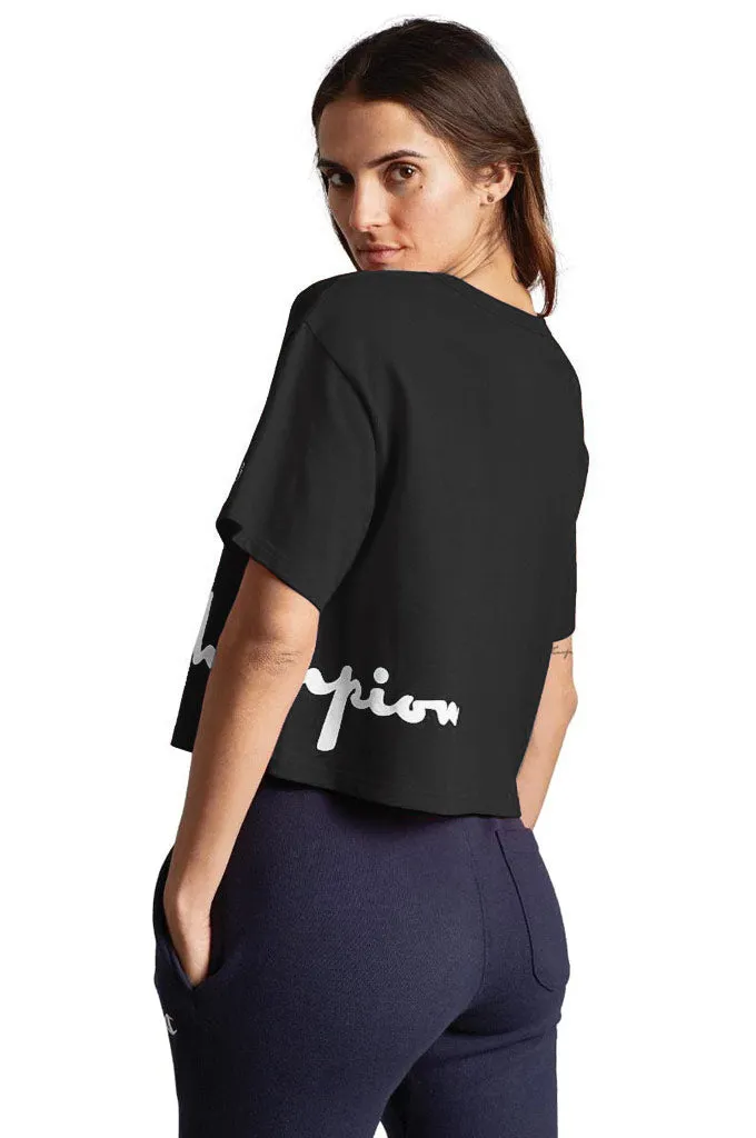 Champion Heritage Cropped Women's Tee, Wrap Around Logo