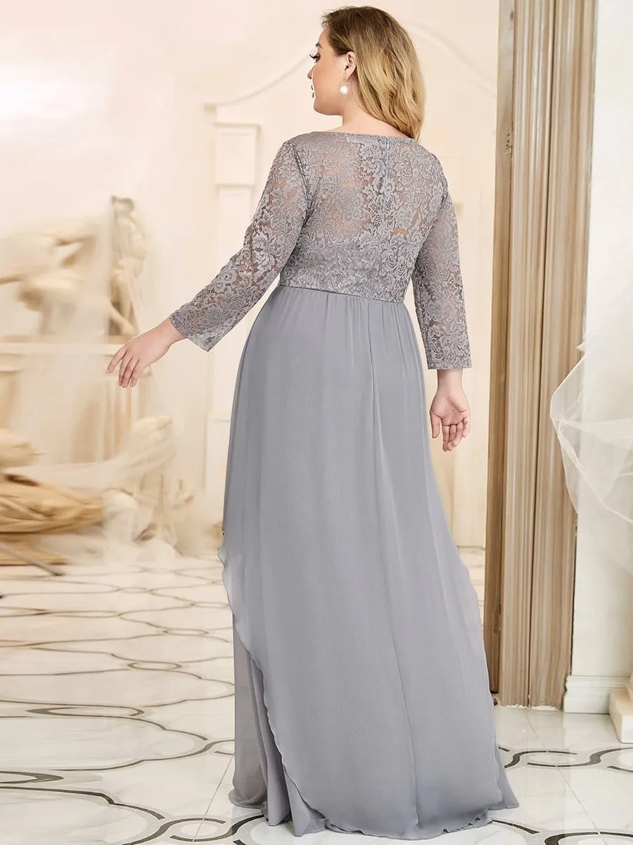 Classic Floral Lace Bridesmaid Dress with Long Sleeve