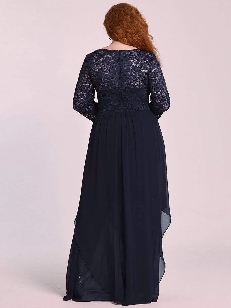 Classic Floral Lace Bridesmaid Dress with Long Sleeve