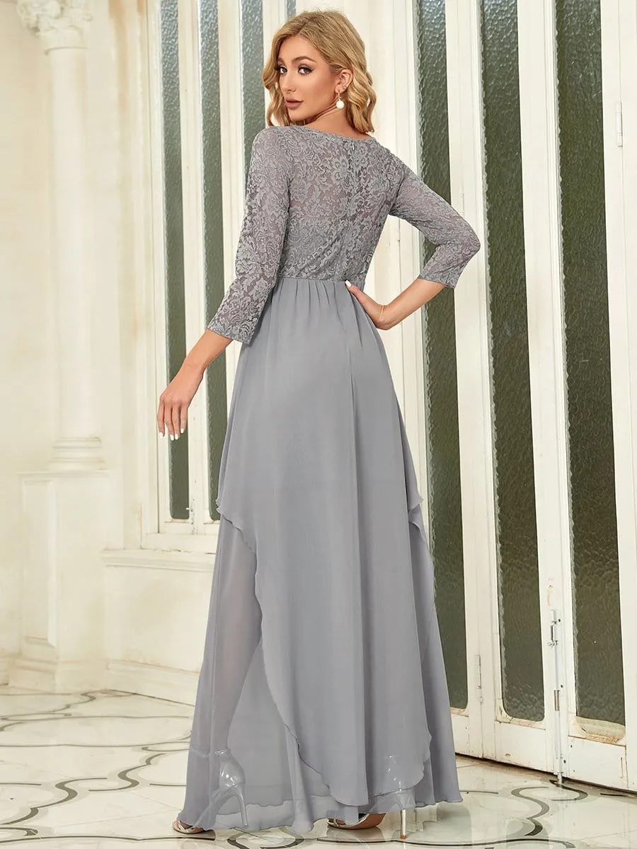 Classic Floral Lace Bridesmaid Dress with Long Sleeve