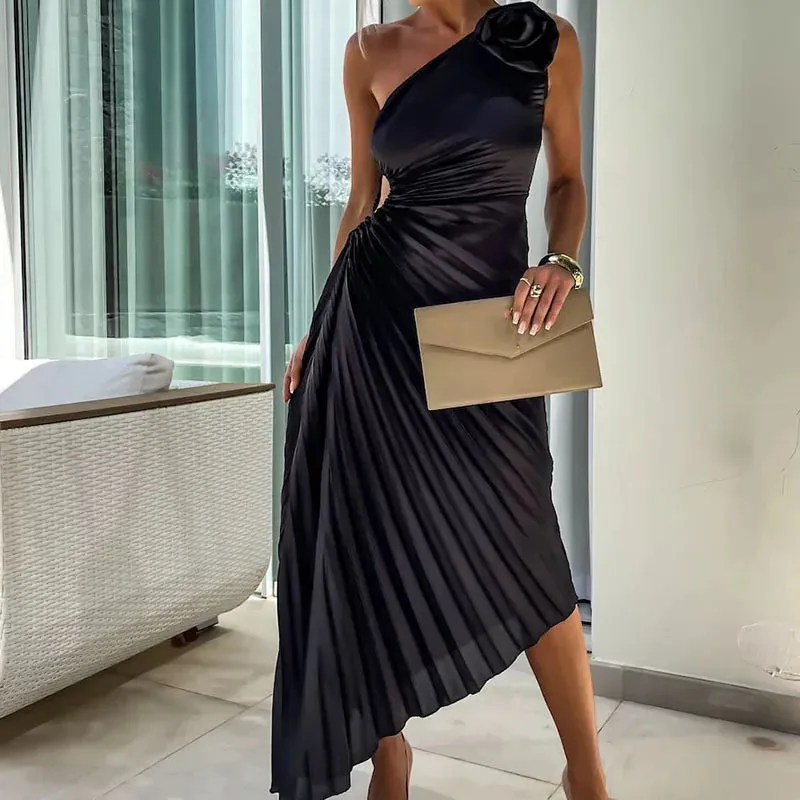 Commute Floral Shoulder Hollow Waist Formal Fashion Office Elegant Elegant Dress