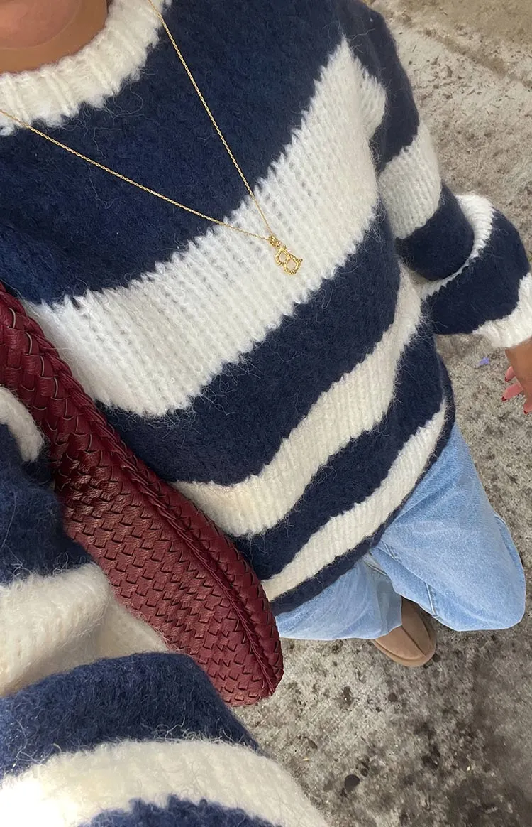 Cotton Candy Navy Stripe Knit Jumper