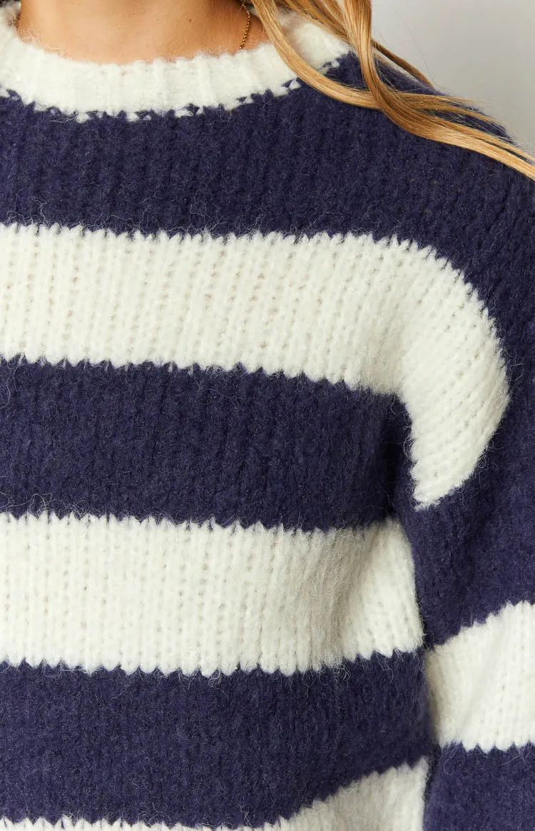 Cotton Candy Navy Stripe Knit Jumper