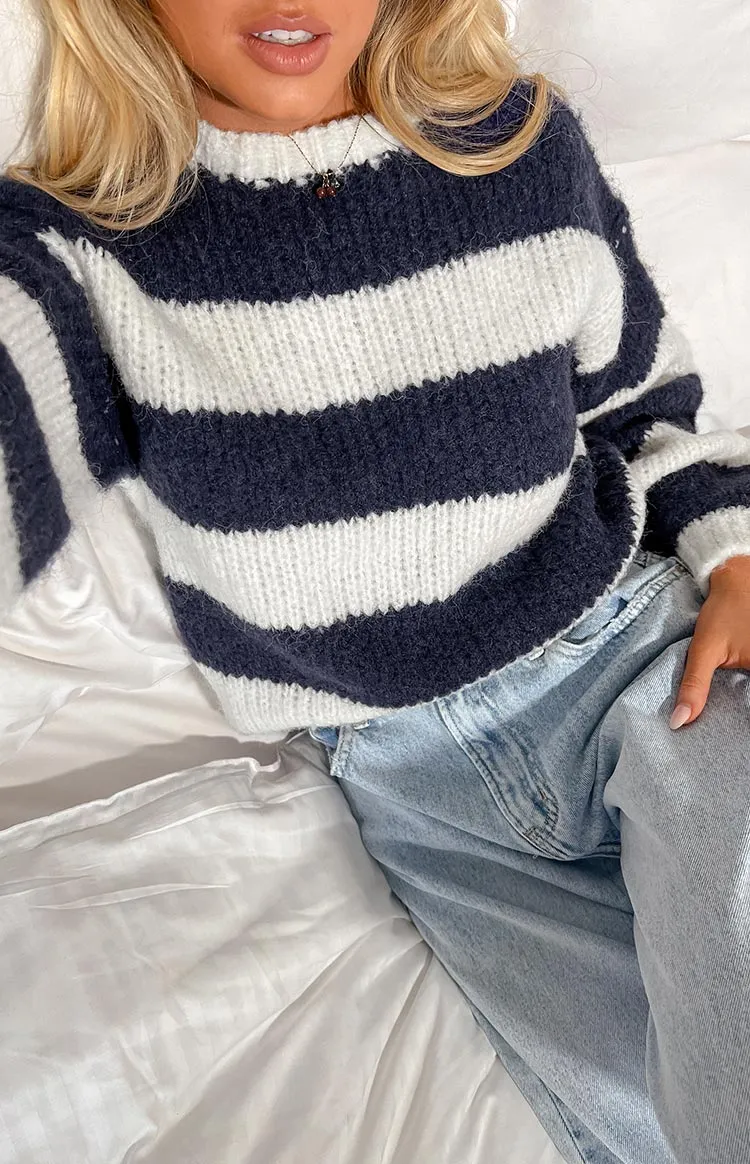 Cotton Candy Navy Stripe Knit Jumper