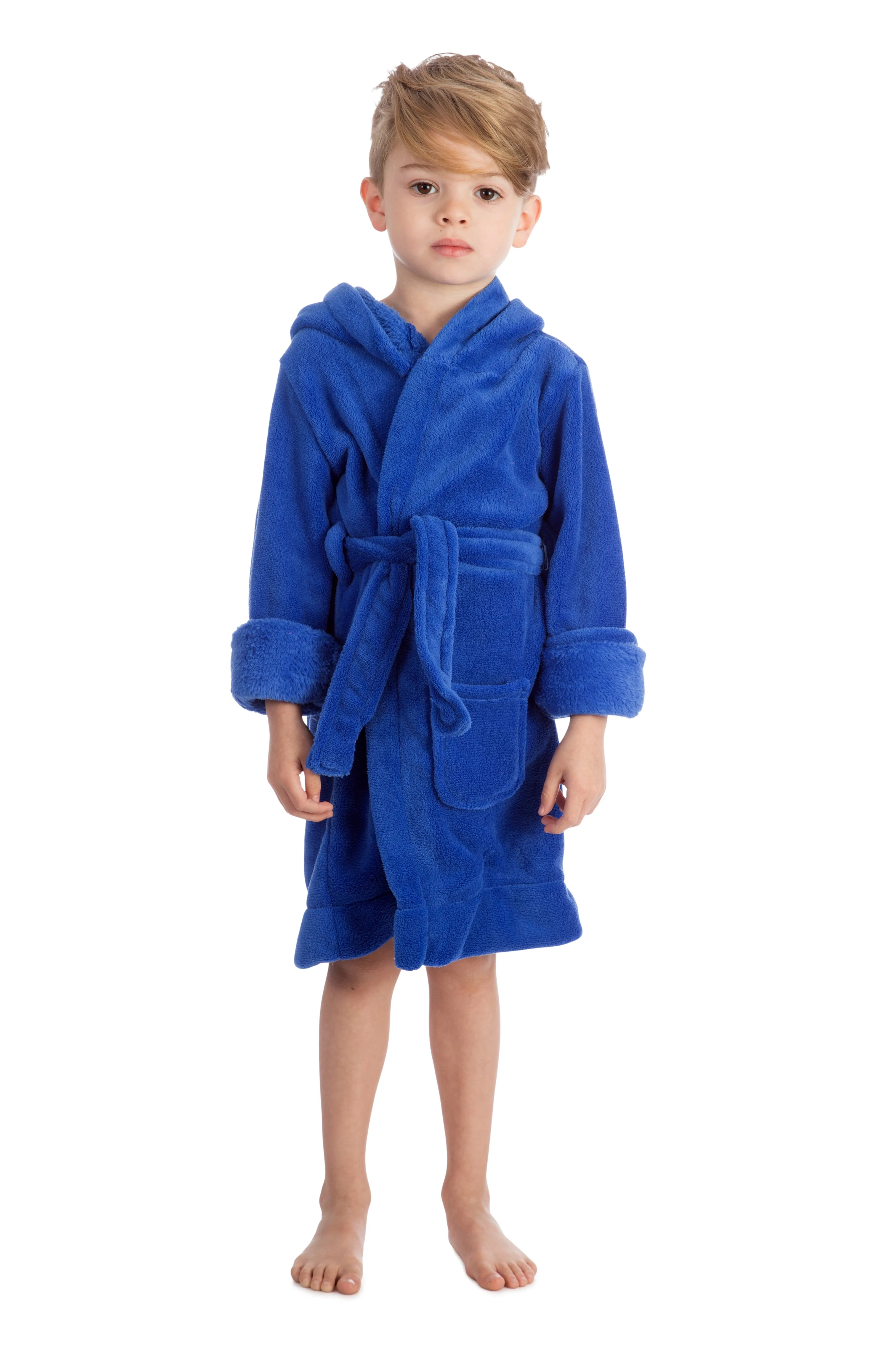 Elowel Boys Girls Hooded Childrens Fleece Sleep Robe Multiple  Colors  Size 2 Toddler -14Y