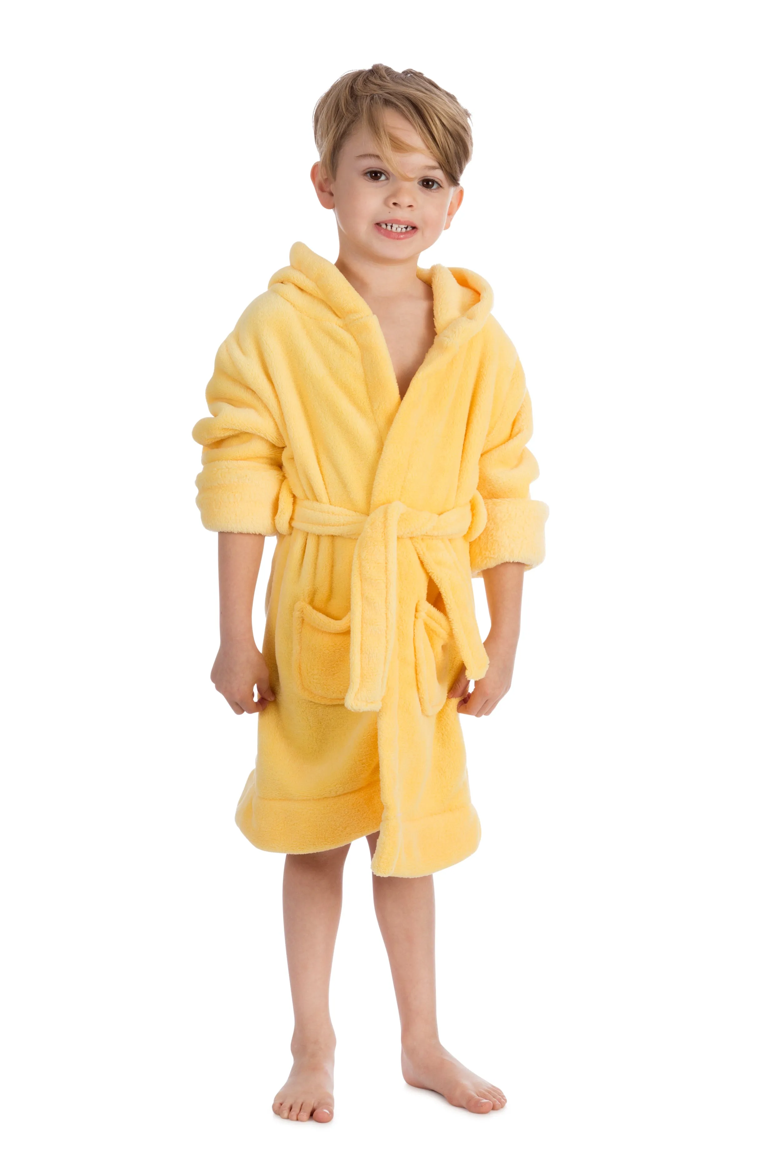 Elowel Boys Girls Hooded Childrens Fleece Sleep Robe Multiple  Colors  Size 2 Toddler -14Y