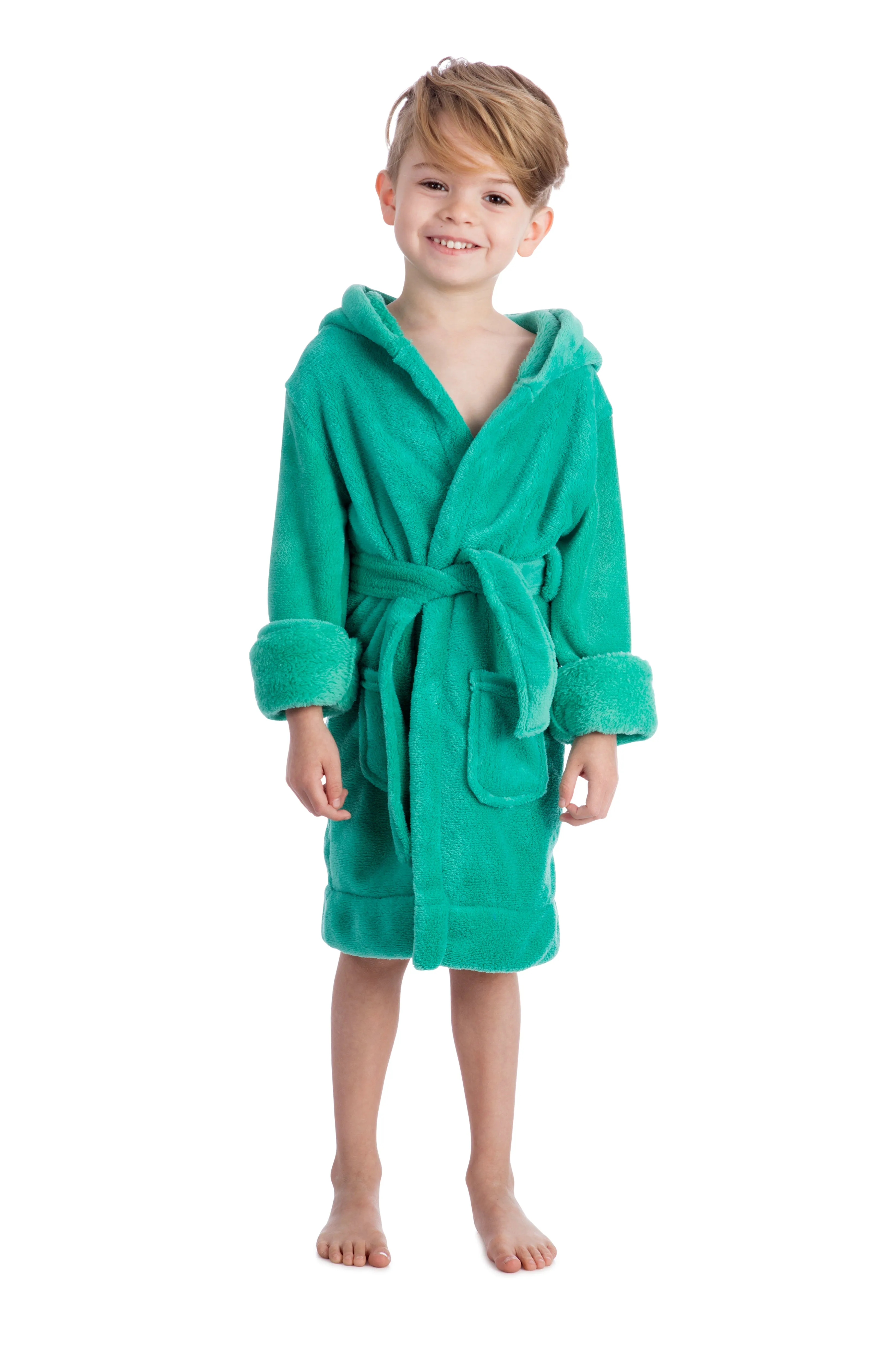 Elowel Boys Girls Hooded Childrens Fleece Sleep Robe Multiple  Colors  Size 2 Toddler -14Y