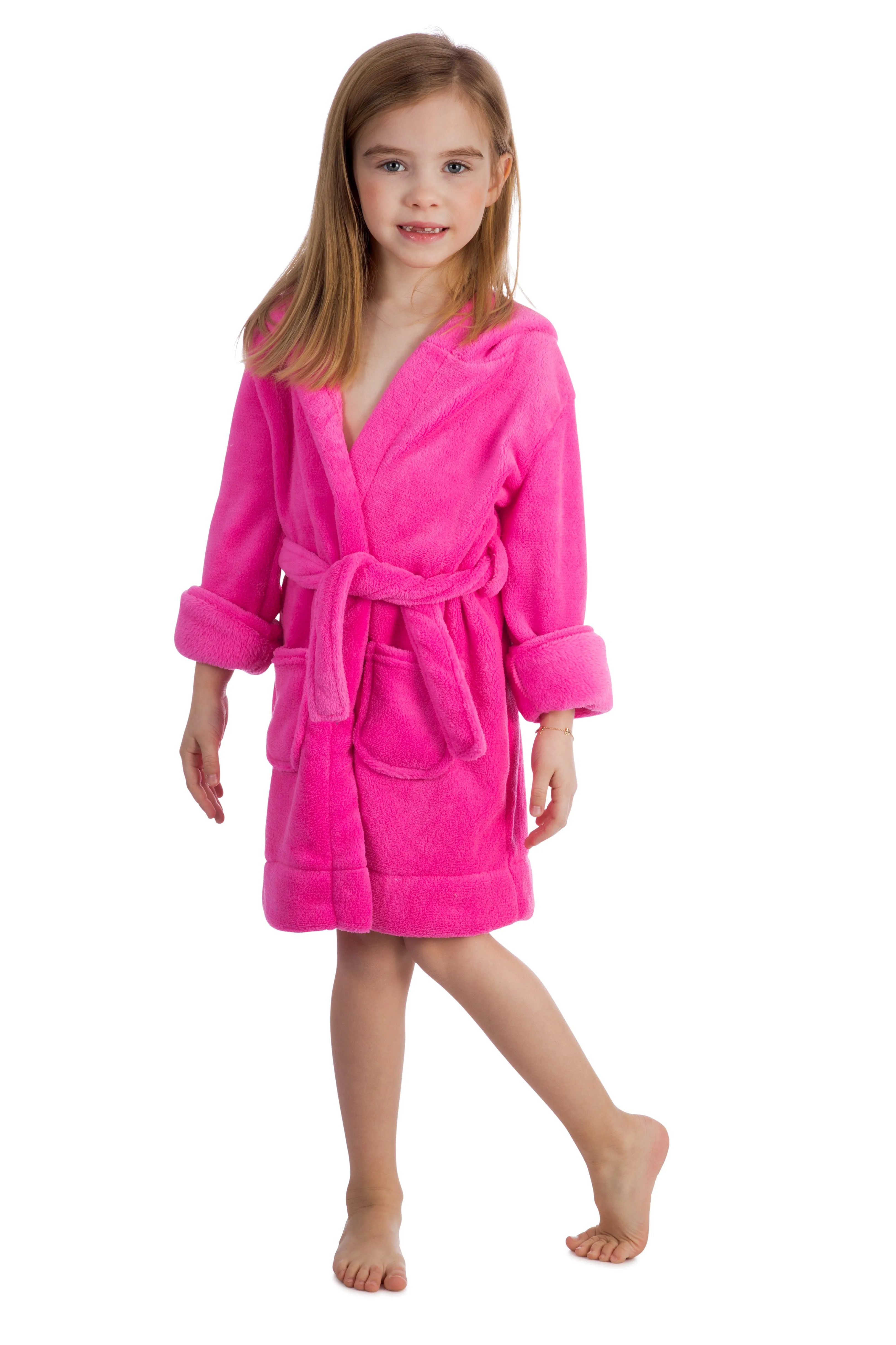 Elowel Boys Girls Hooded Childrens Fleece Sleep Robe Multiple  Colors  Size 2 Toddler -14Y