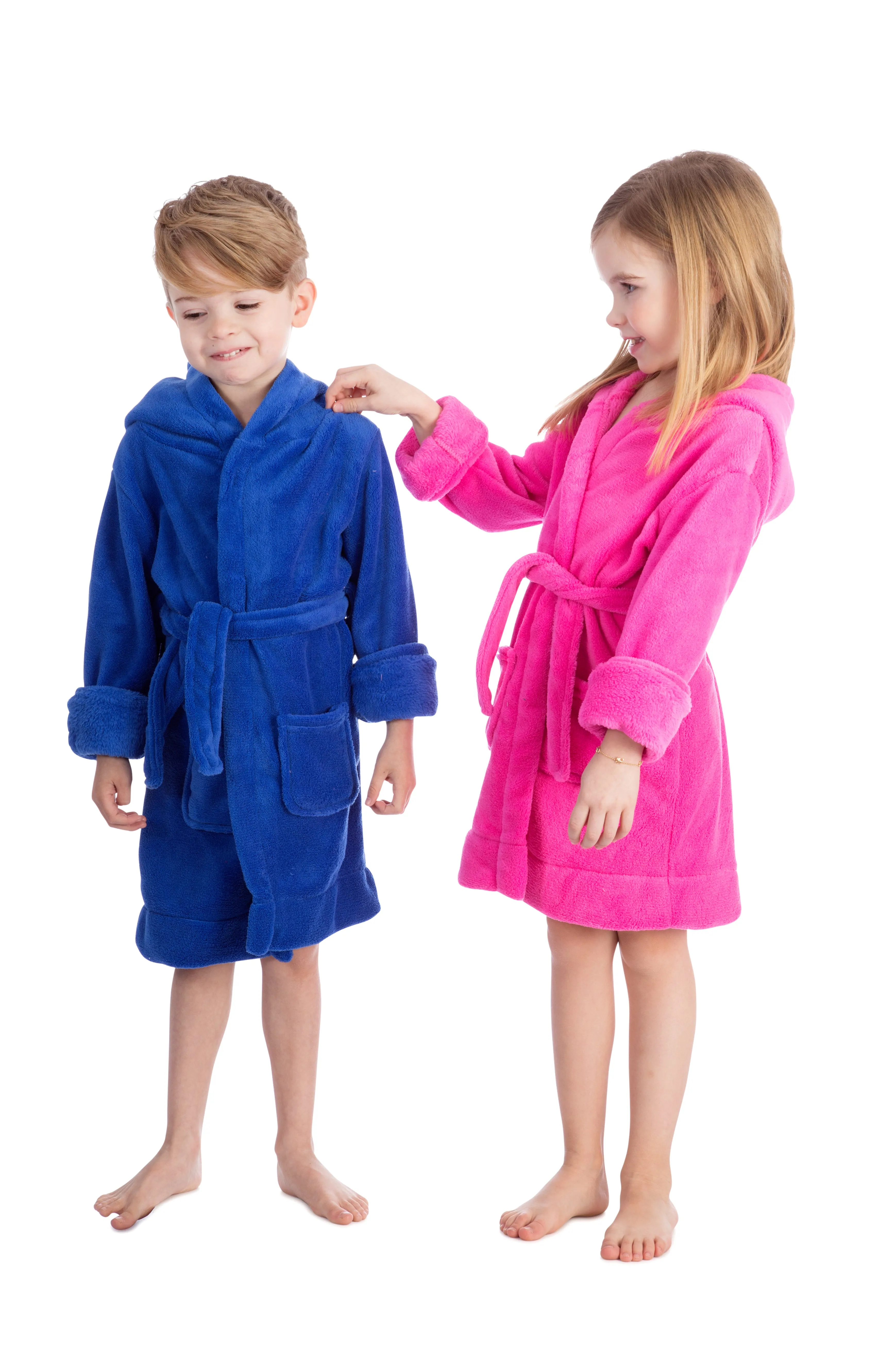 Elowel Boys Girls Hooded Childrens Fleece Sleep Robe Multiple  Colors  Size 2 Toddler -14Y