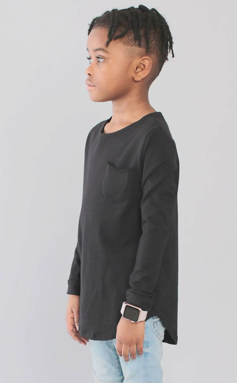 Entree Kids Fashion Curved Hem Pocket Long Sleeve - Only Size 2 Left