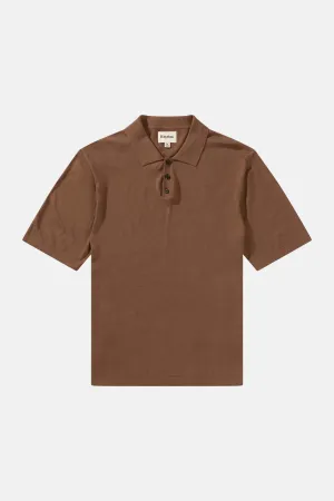 Essential Knit Ss Polo Brown