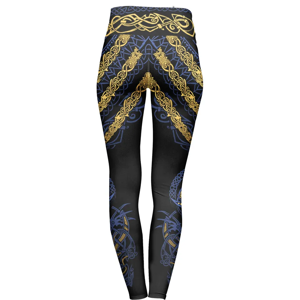 Fenrir's Wrath High Waisted Leggings - Blue Edition