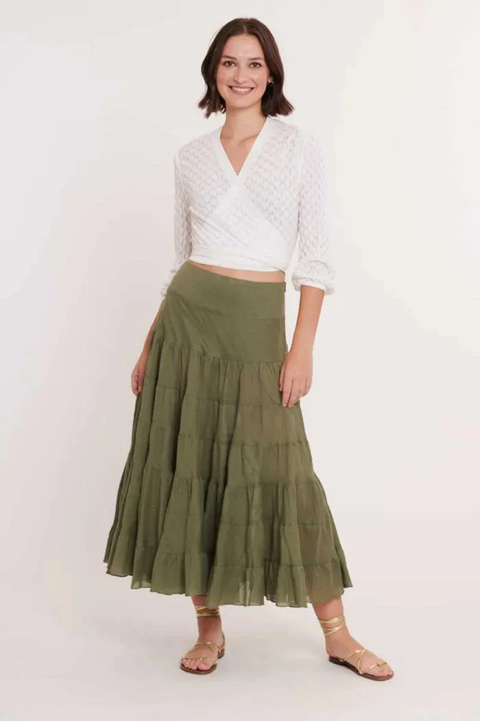 Flamenco Tiered Skirt - olive