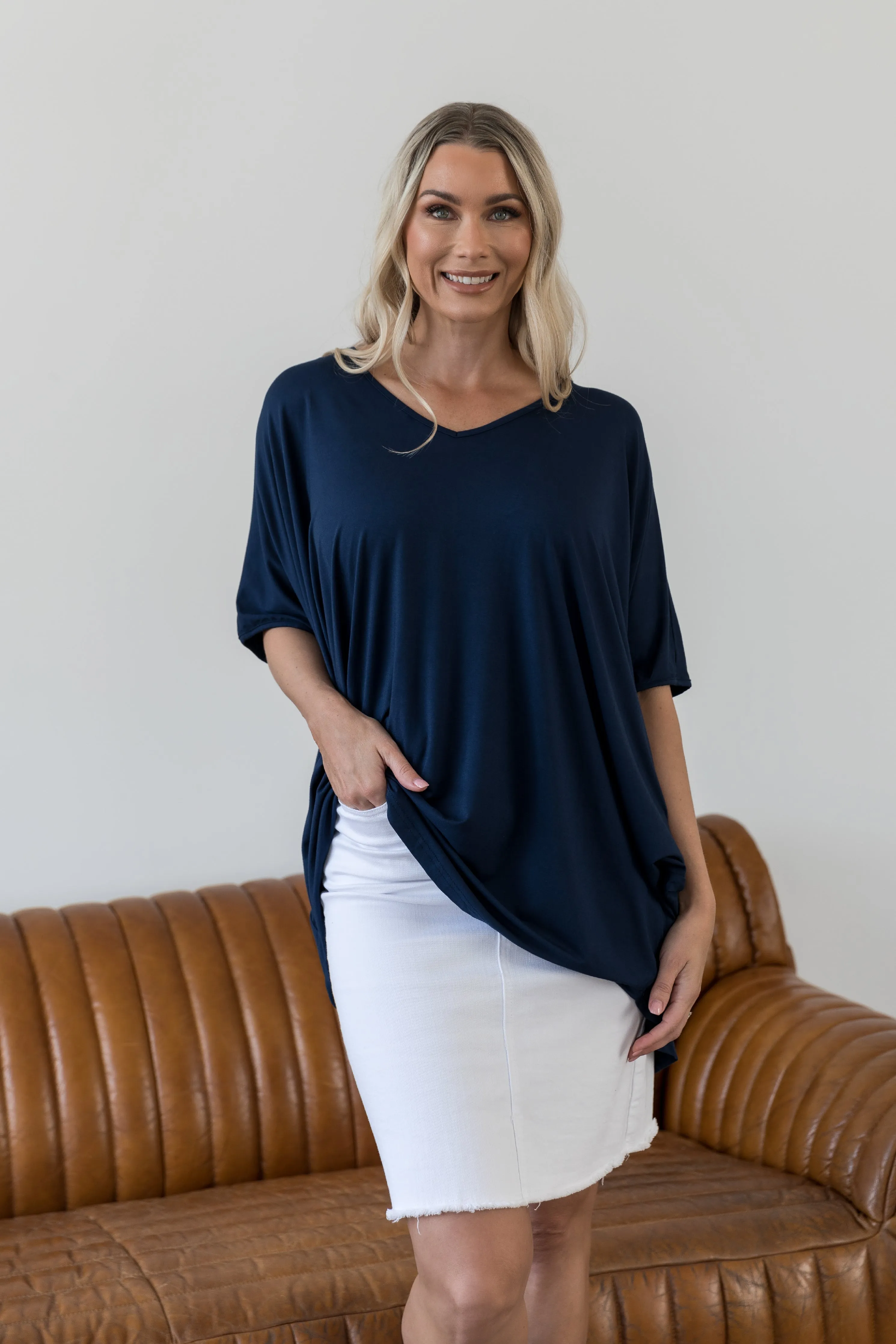 Hi Low Miracle Top | Navy