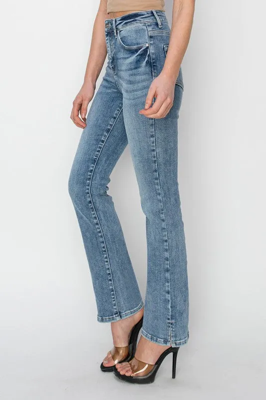 High Rise Relaxed Straight Jeans With Side Slit