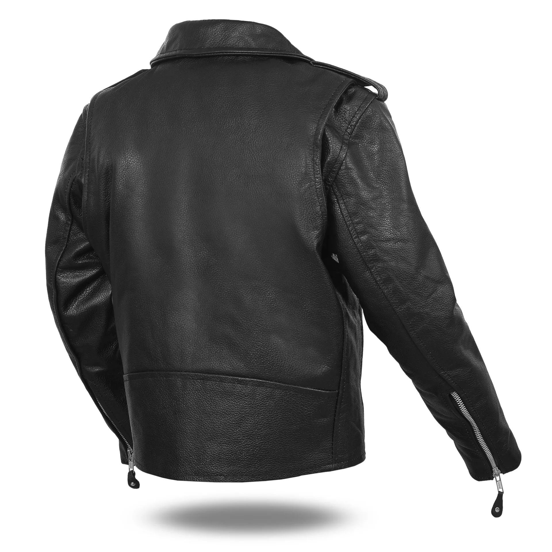 Classic Biker Kids Leather Jacket with Side Lacing - Boys/Girls Traditional Motorcycle Jacket