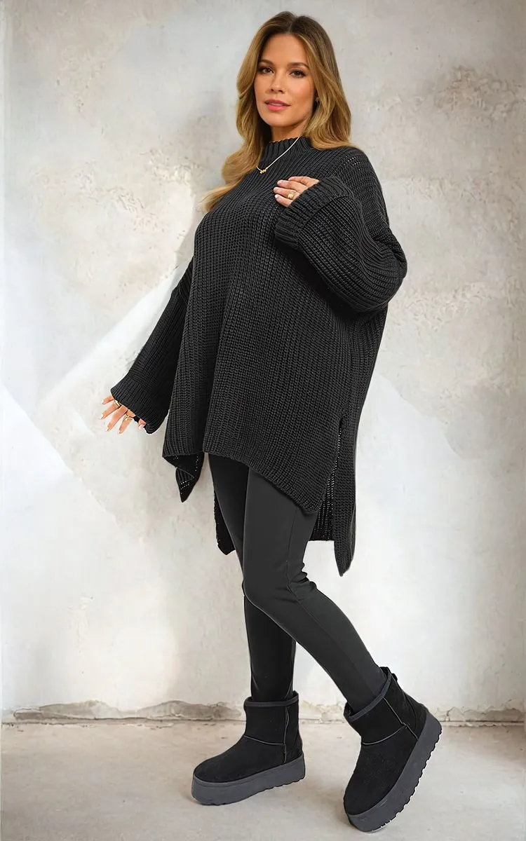 Honor High Neck Oversized Long Sleeve Knitted Jumper