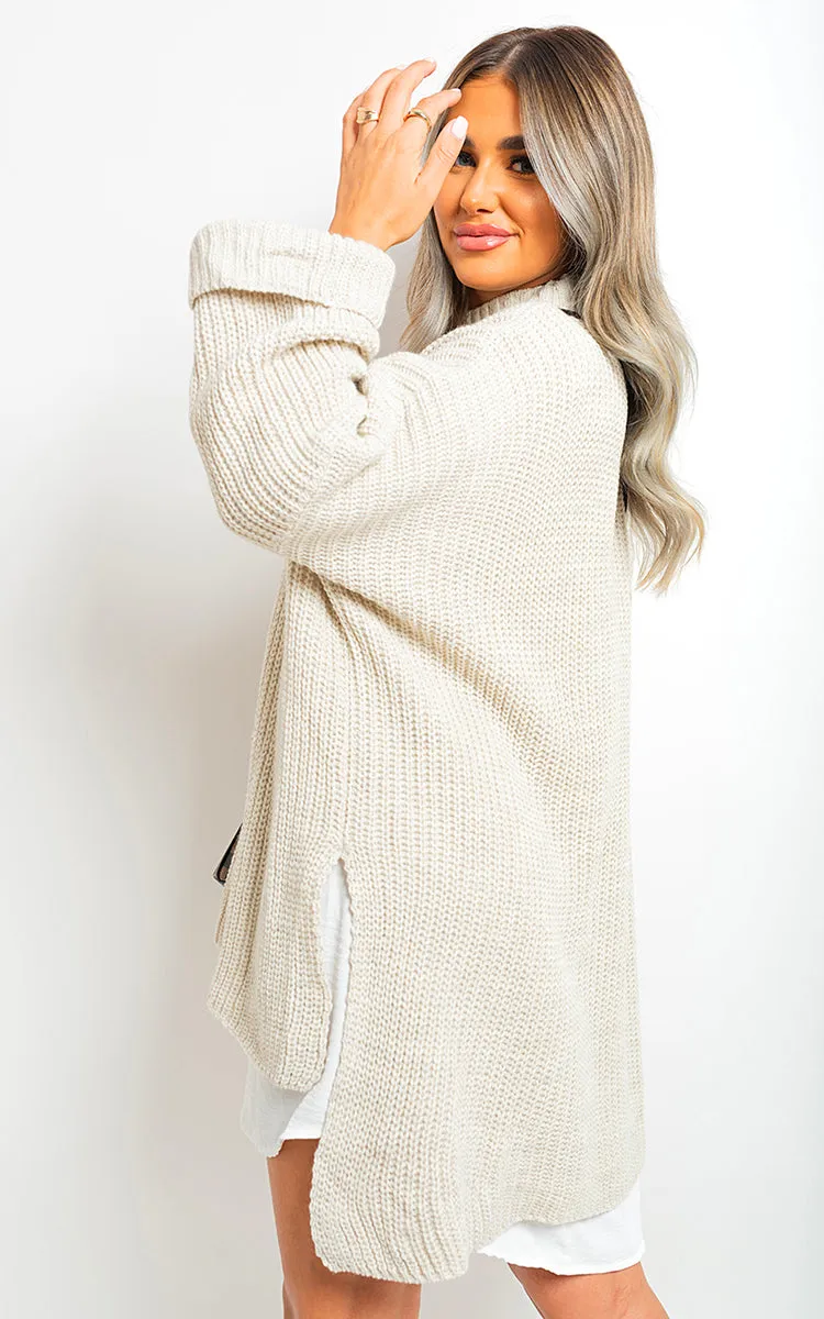 Honor High Neck Oversized Long Sleeve Knitted Jumper