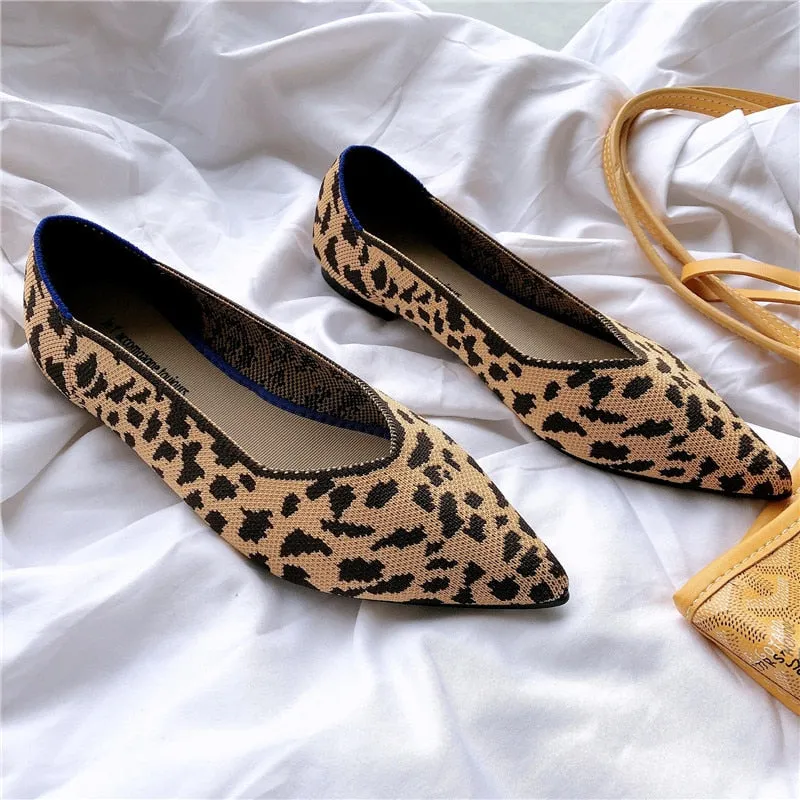 Knitted Fabric Comfortable Flat Pointed Toe Breathable Pumps