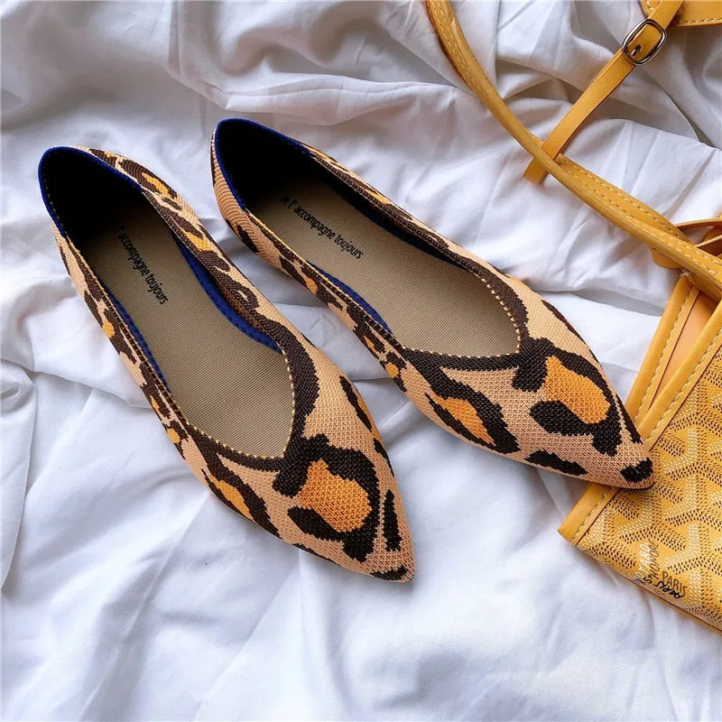 Knitted Fabric Comfortable Flat Pointed Toe Breathable Pumps