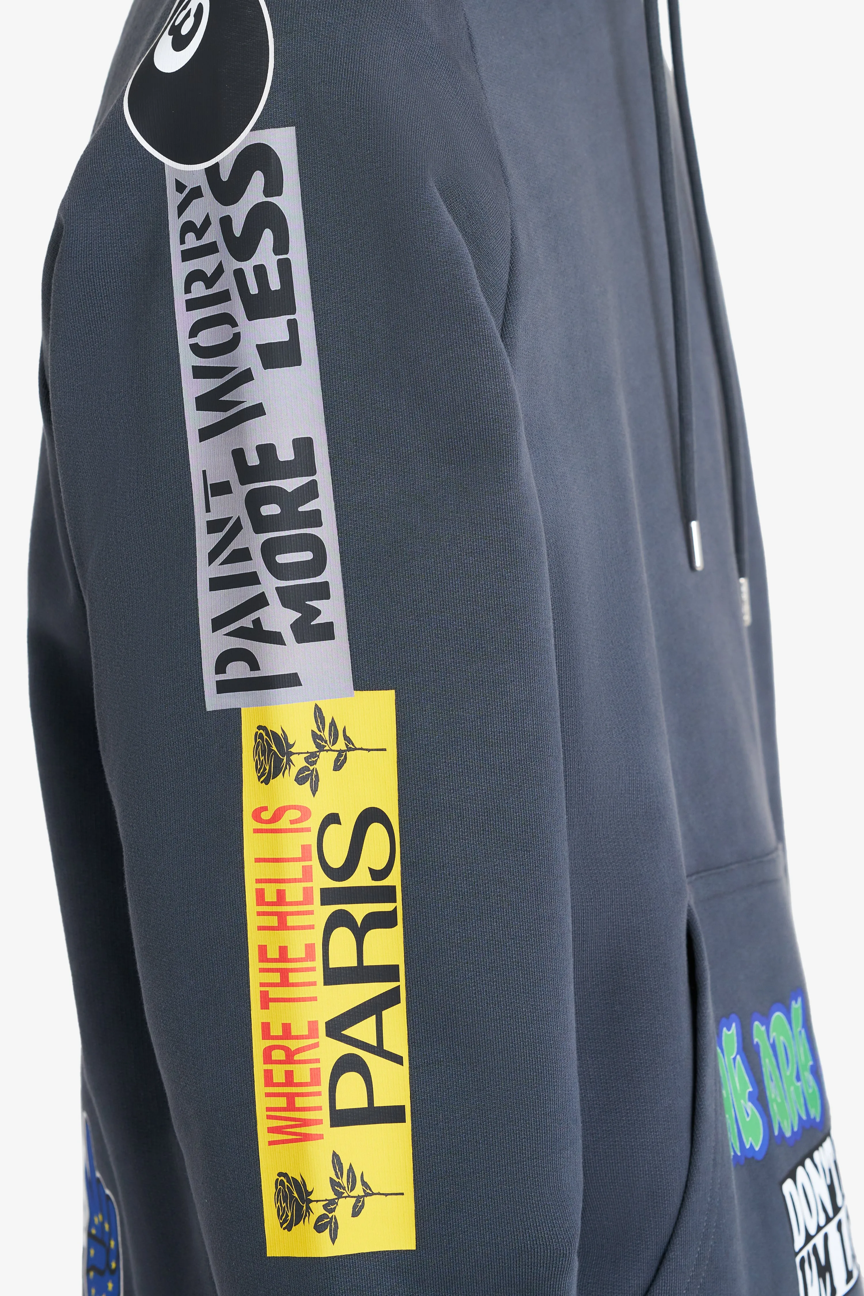 LOOSE HOODIE STICKERS DARK GREY