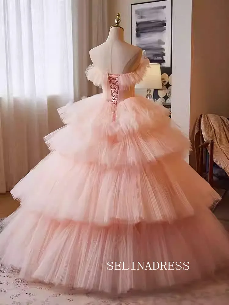 Lovely Off-the-shoulder Multi Layered Ball Gown Princess Dress Elegant Tulle Formal Dress JKL2588