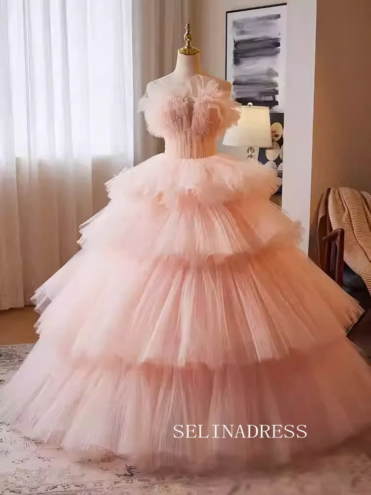 Lovely Off-the-shoulder Multi Layered Ball Gown Princess Dress Elegant Tulle Formal Dress JKL2588