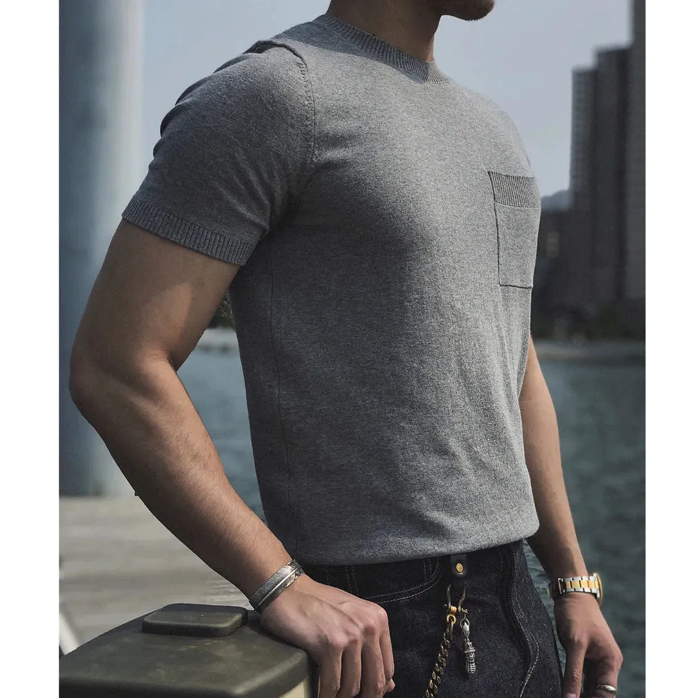 Men's Knit T-shirt O-neck Short Sleeves Cotton Tees