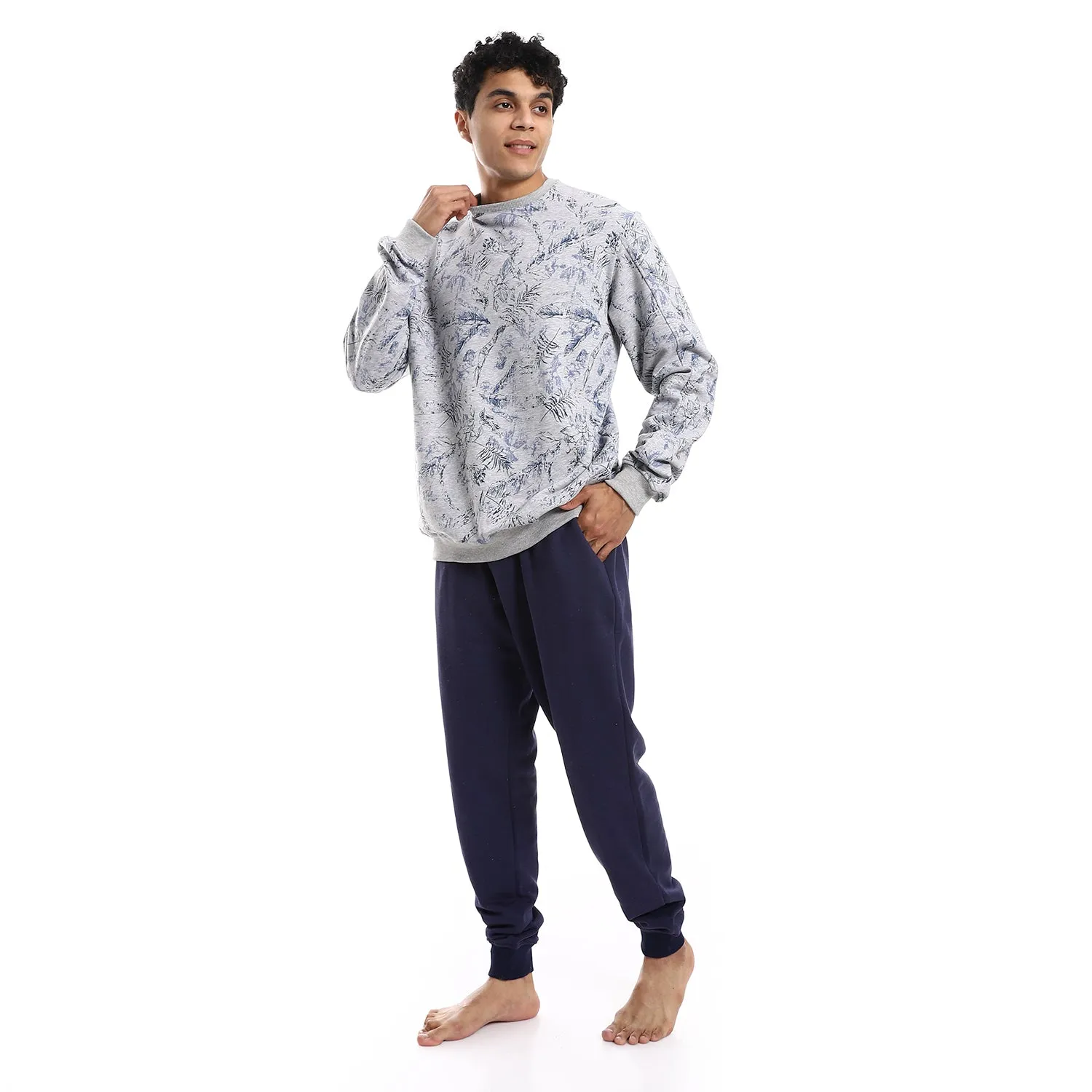 Men's Winter Pajama Printed - Navy