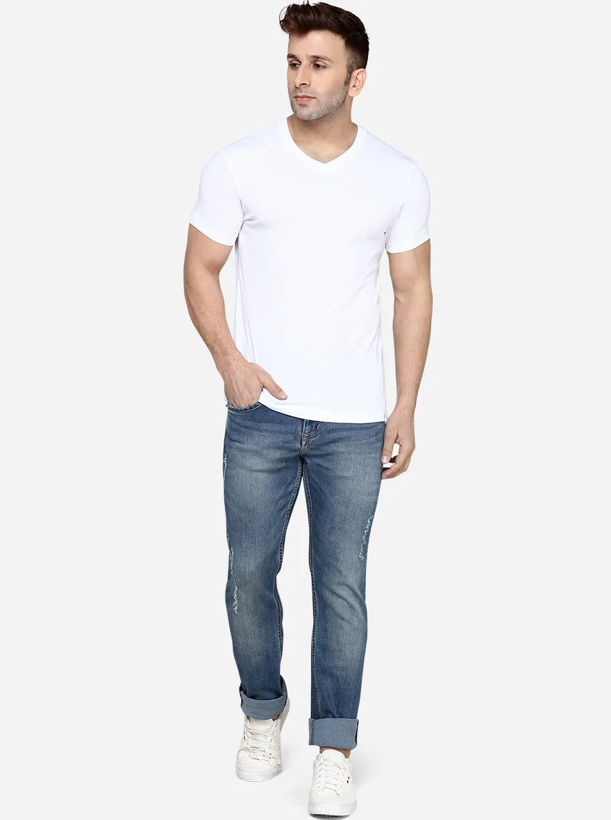 Mid Blue Washed Slim Fit Jeans | JadeBlue