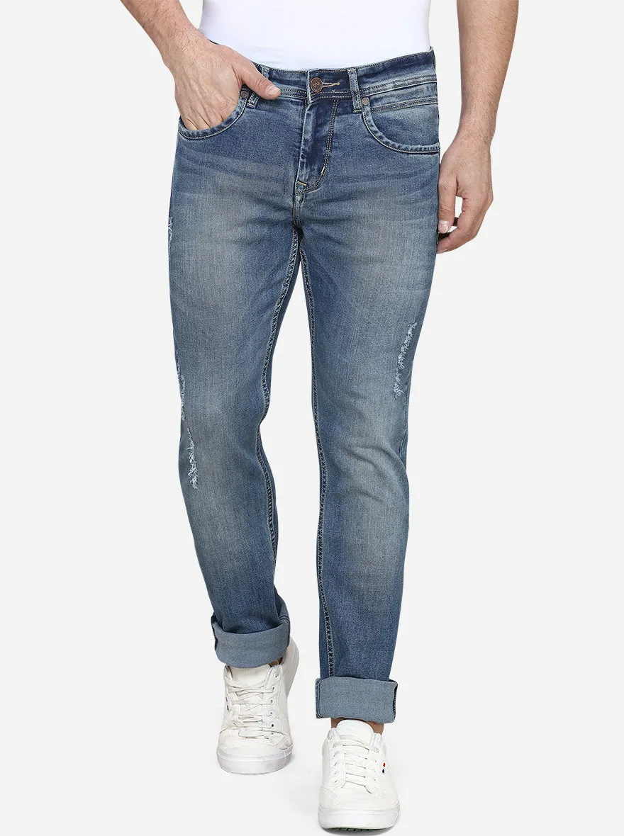 Mid Blue Washed Slim Fit Jeans | JadeBlue