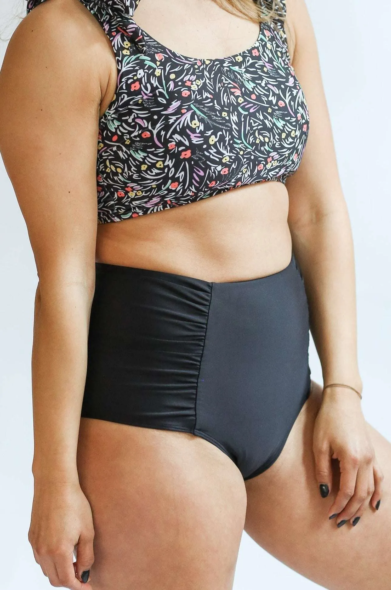 Moderate Coverage High Waist Bikini Bottoms