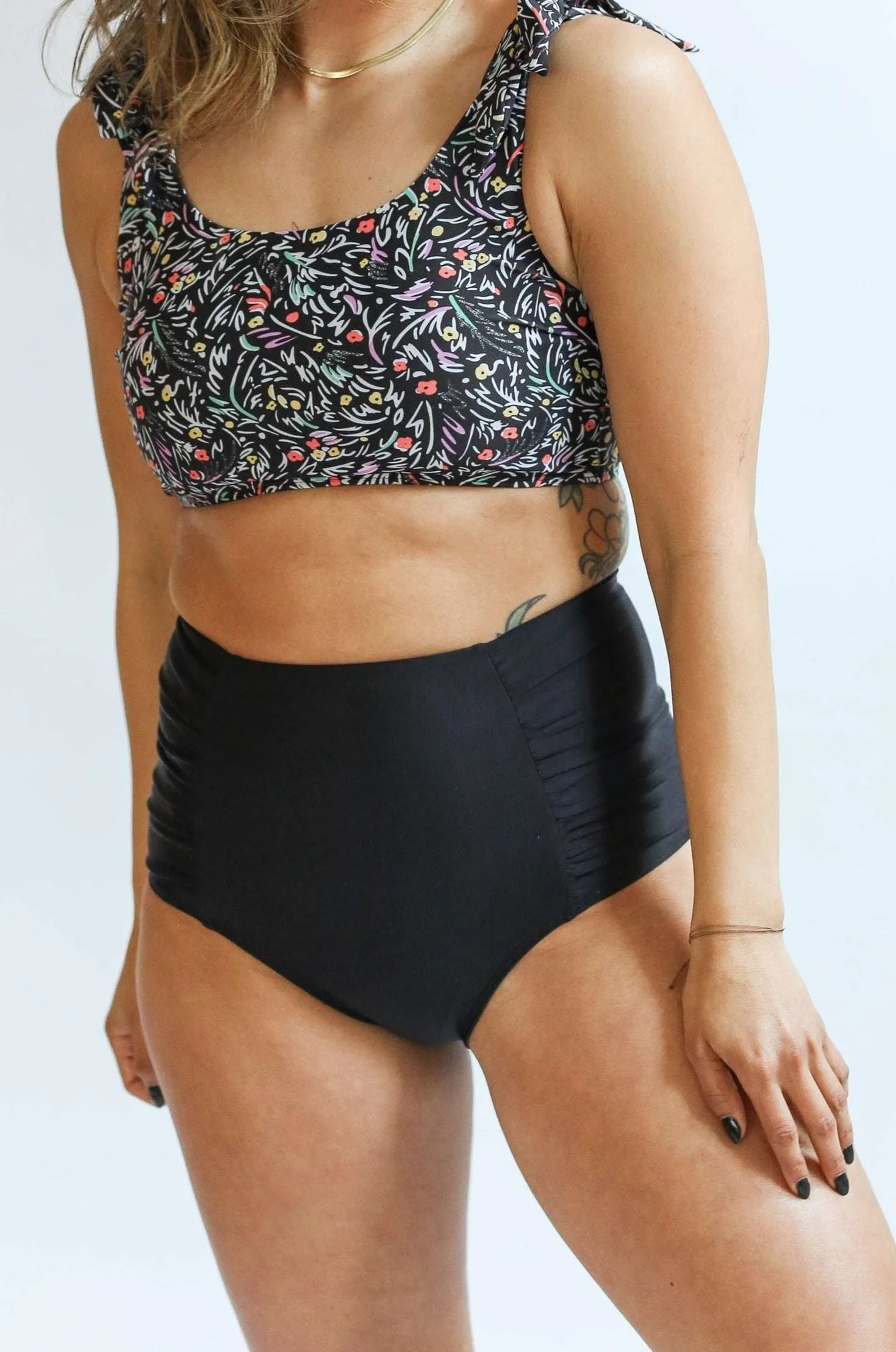 Moderate Coverage High Waist Bikini Bottoms